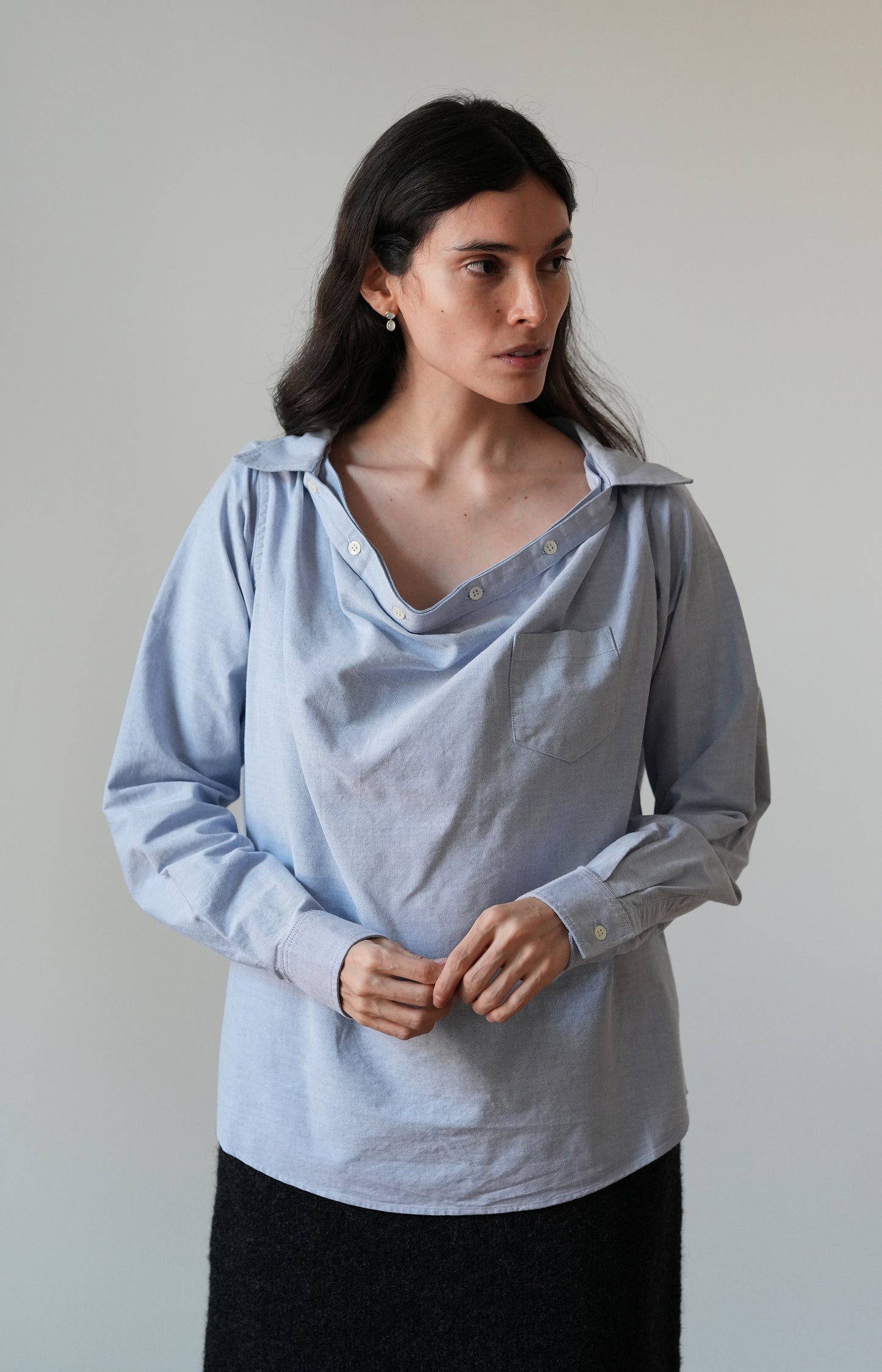 Blue Cotton Button Shirt