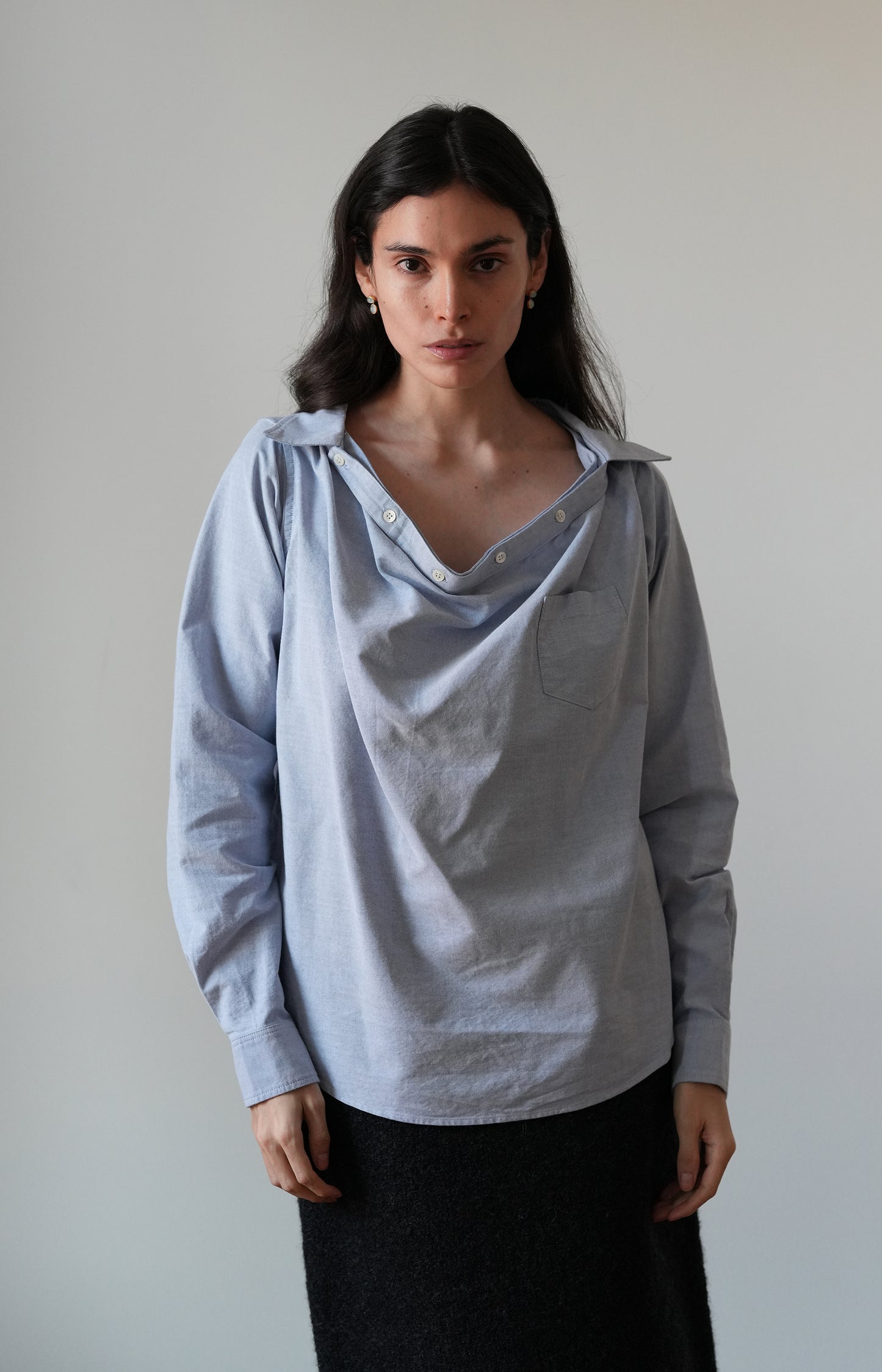 Blue Cotton Button Shirt