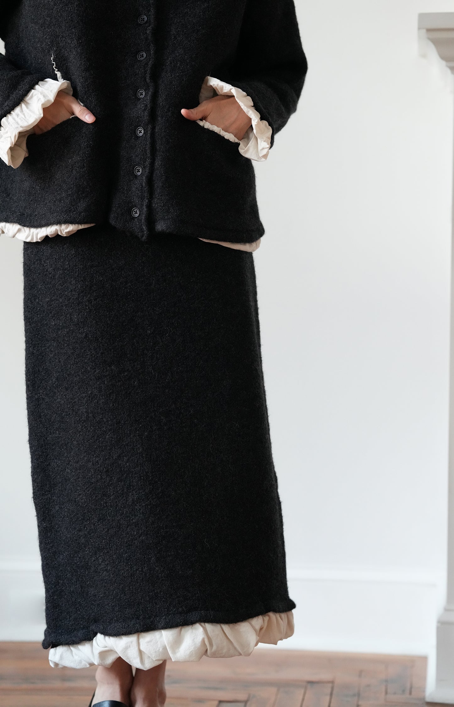 Charcoal Grey Wool Skirt