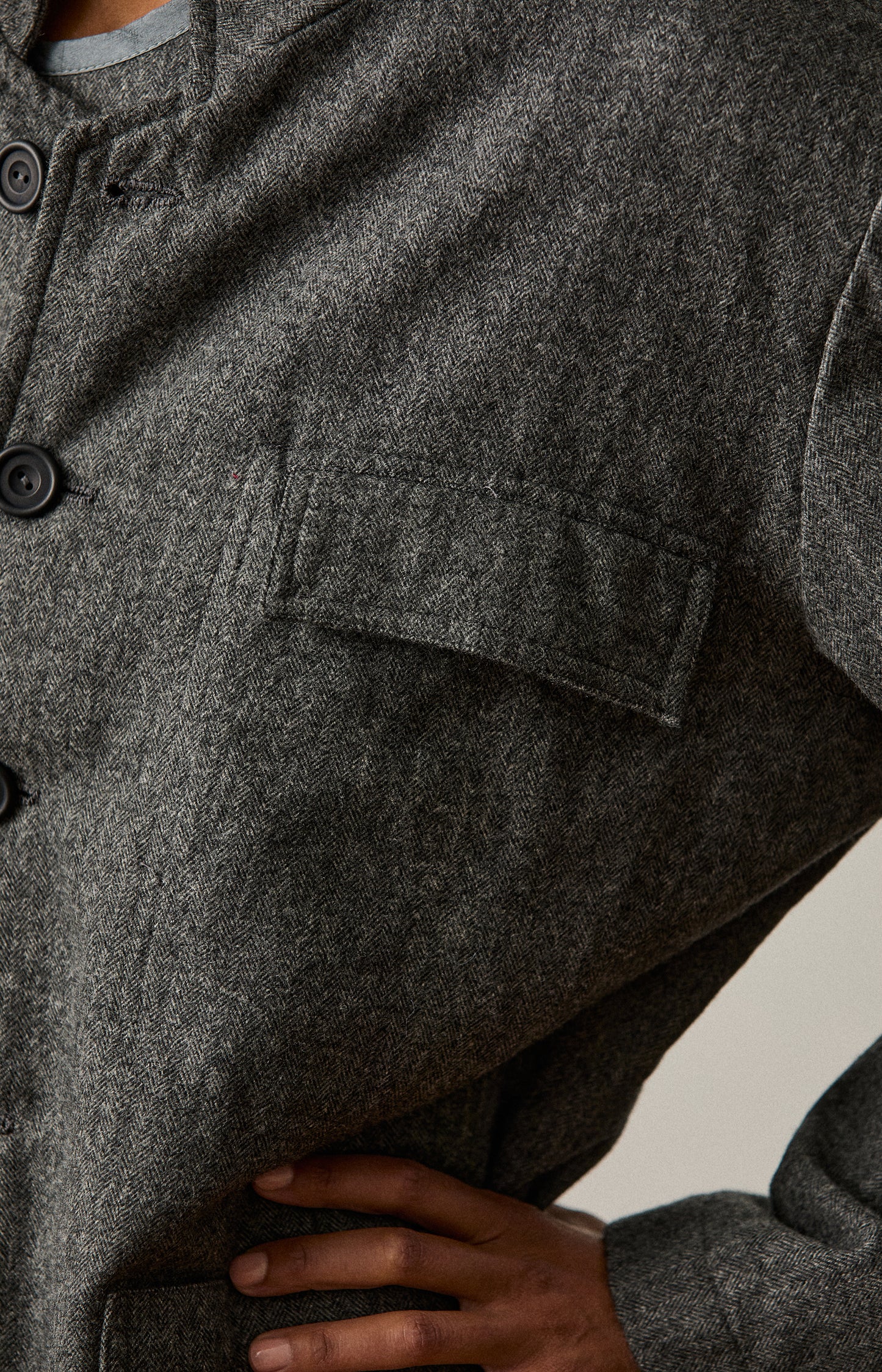 Grey Wool Flannel Work Jacket