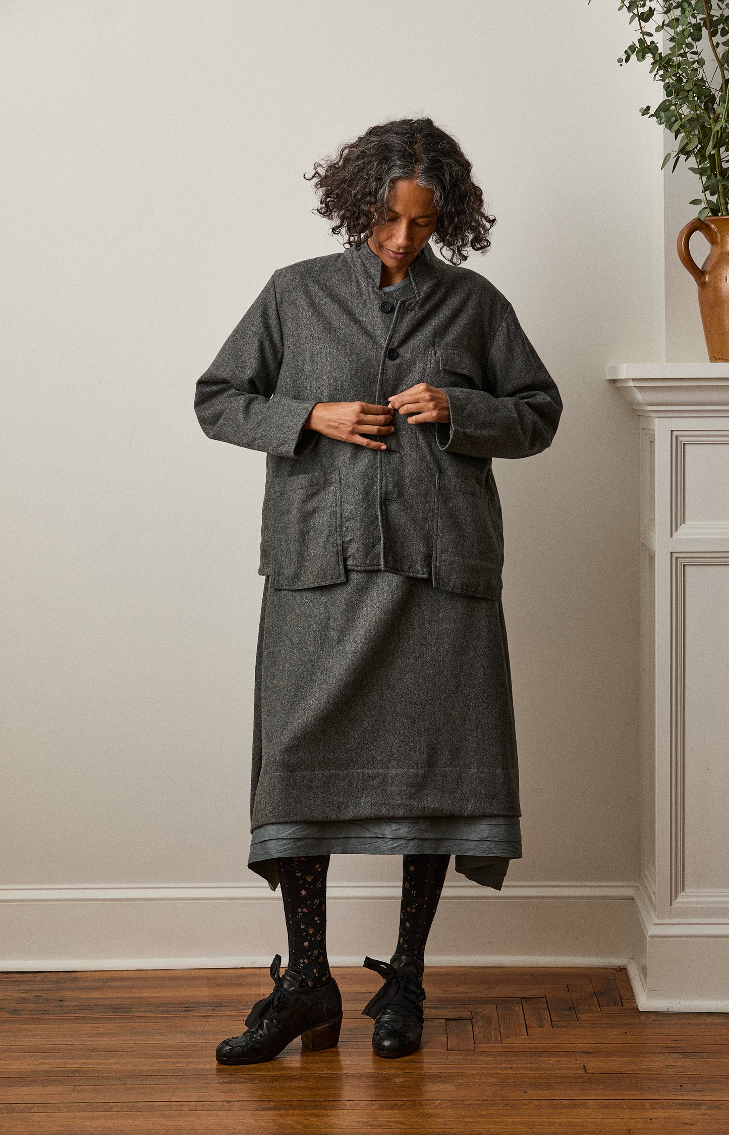 Grey Wool Flannel Work Jacket