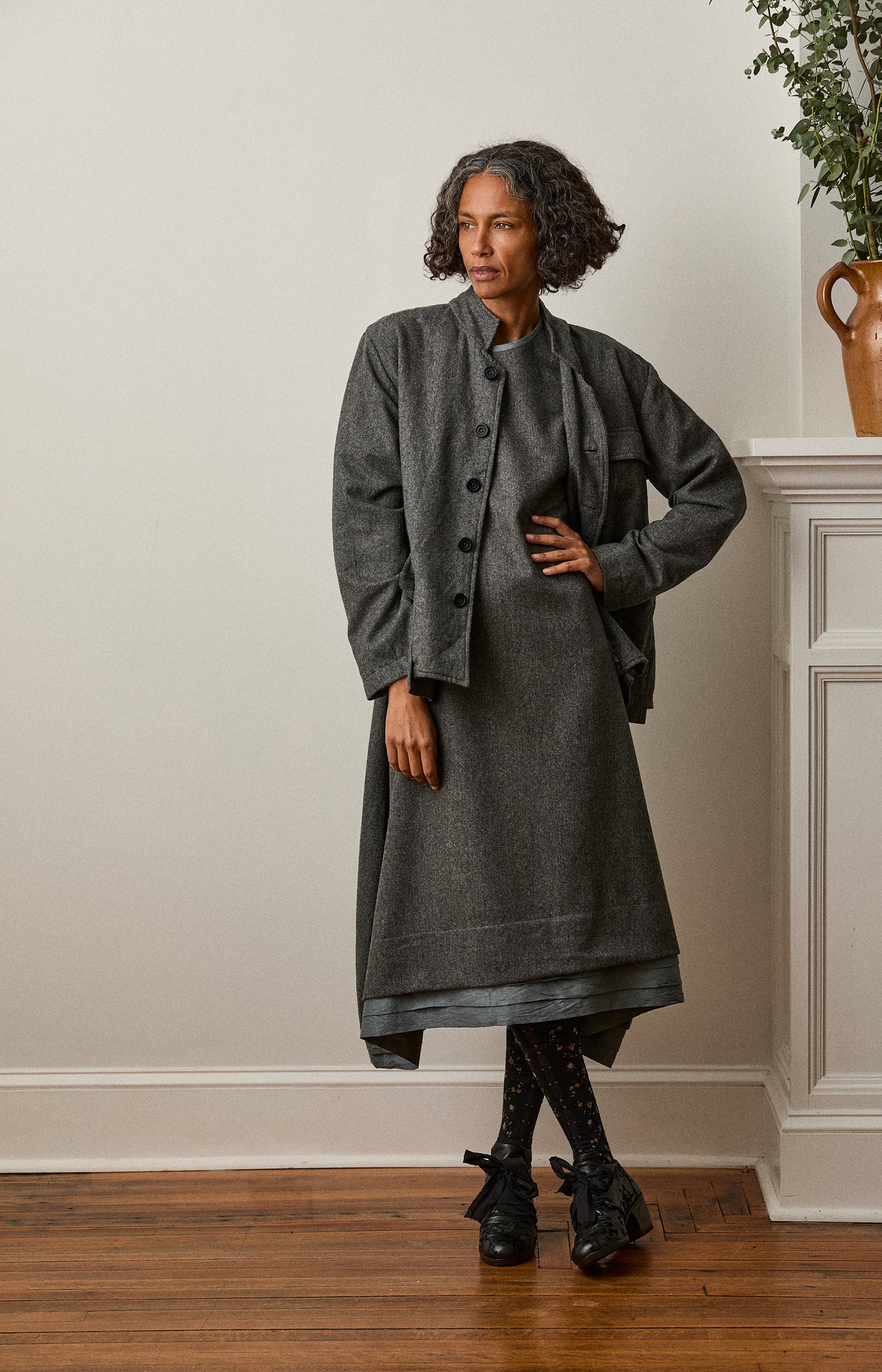 Grey Wool Flannel Work Jacket