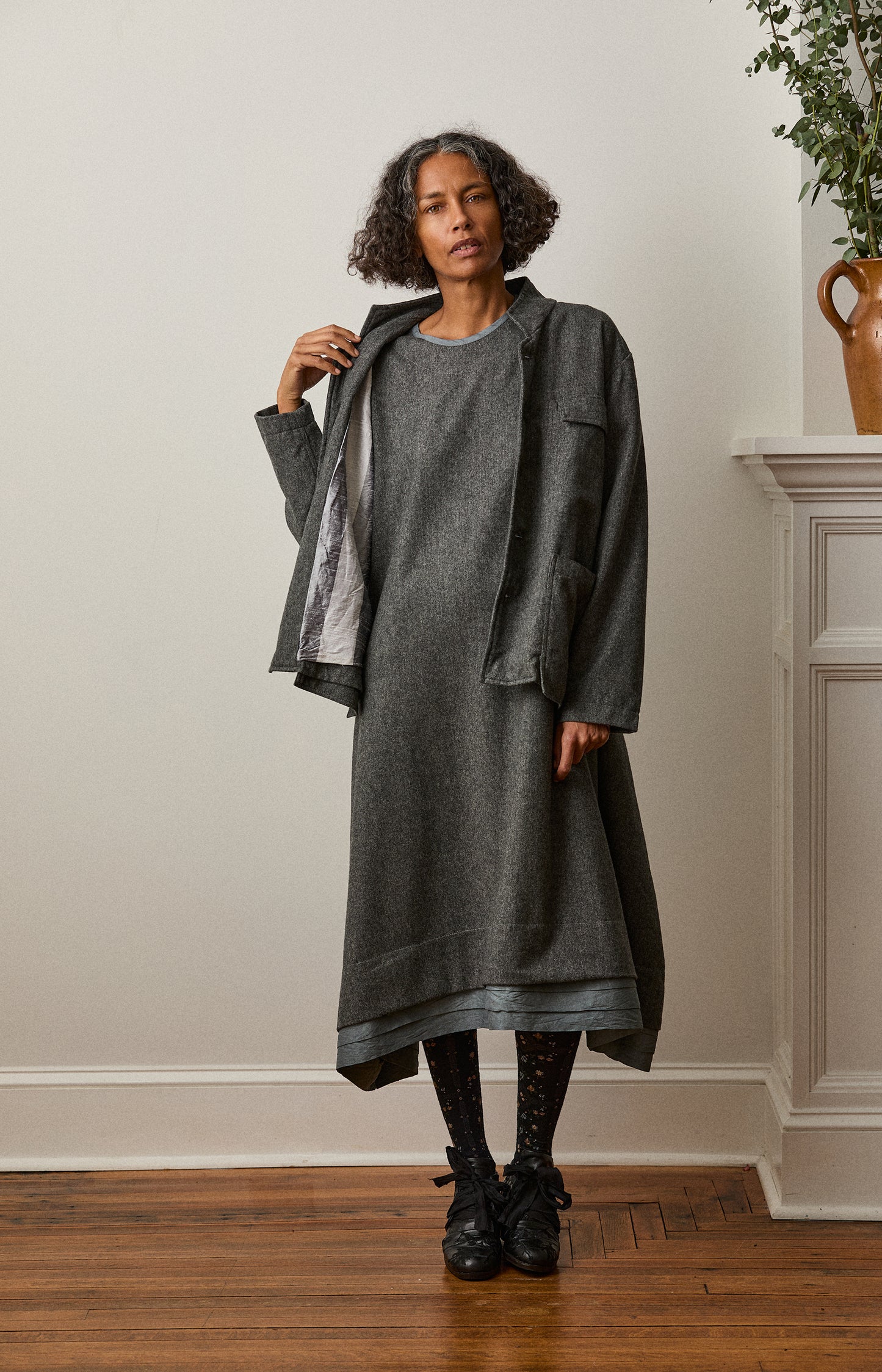 Grey Wool Flannel Loddy Dress