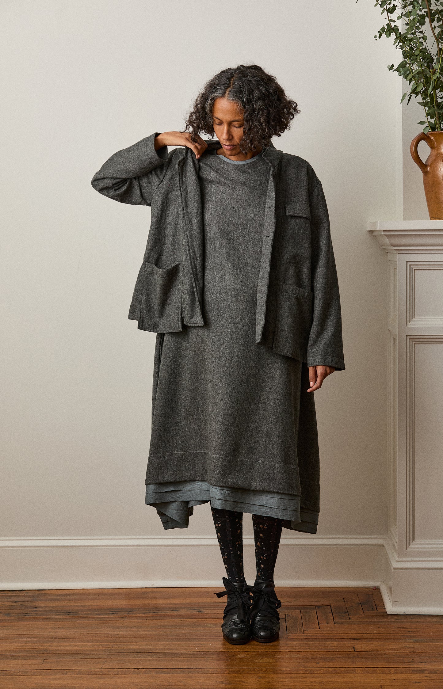 Grey Wool Flannel Work Jacket