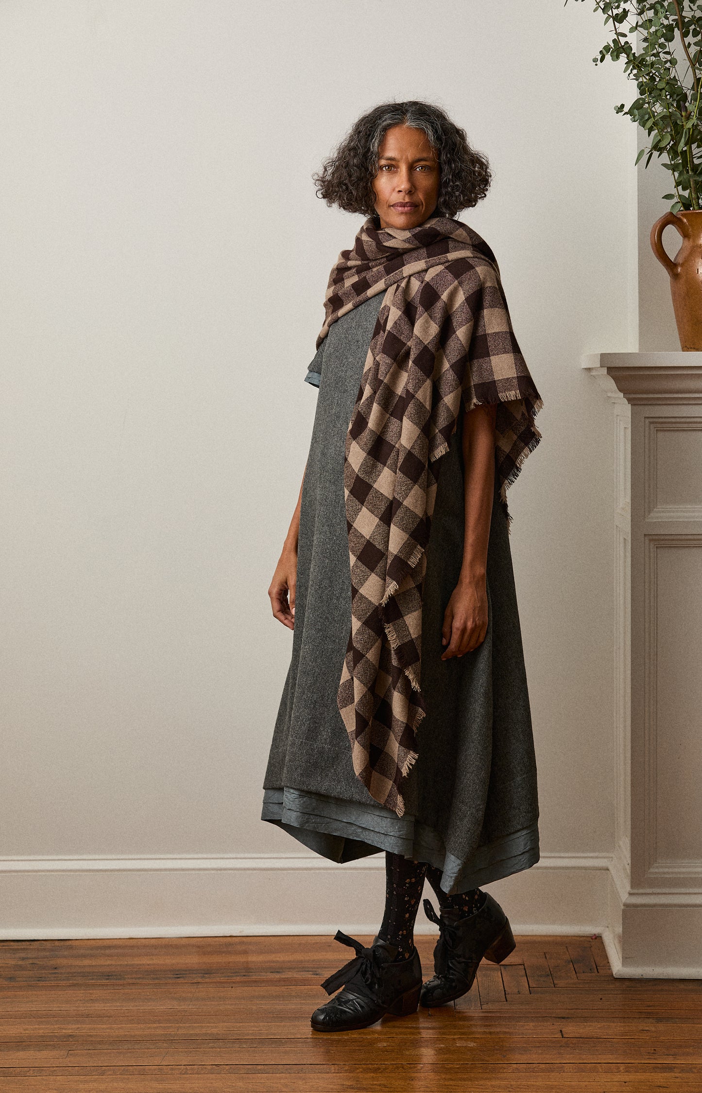 Cashmere Chocolate Check Scarf