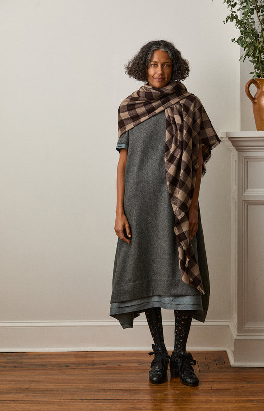 Cashmere Chocolate Check Scarf