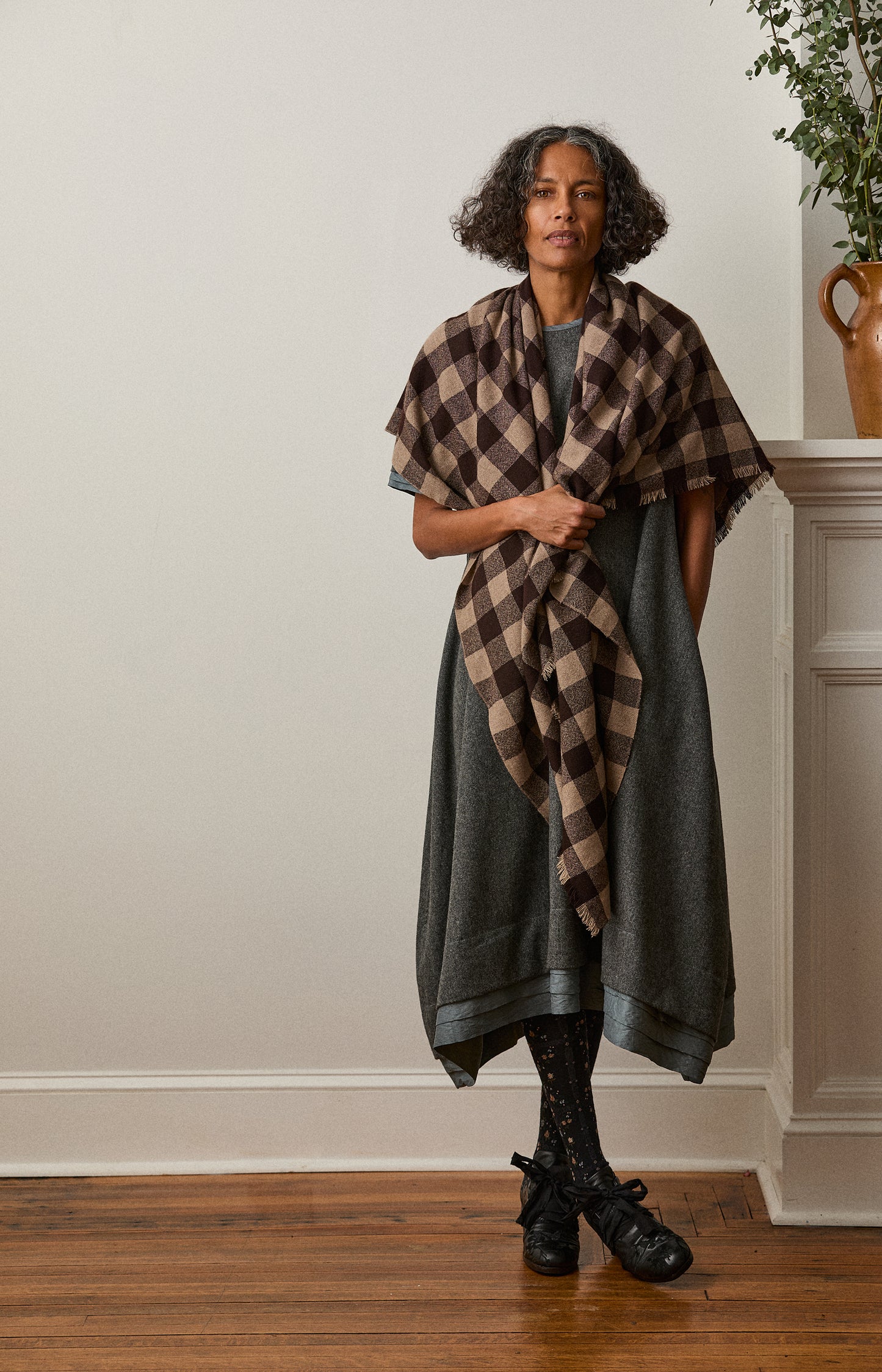 Cashmere Chocolate Check Scarf