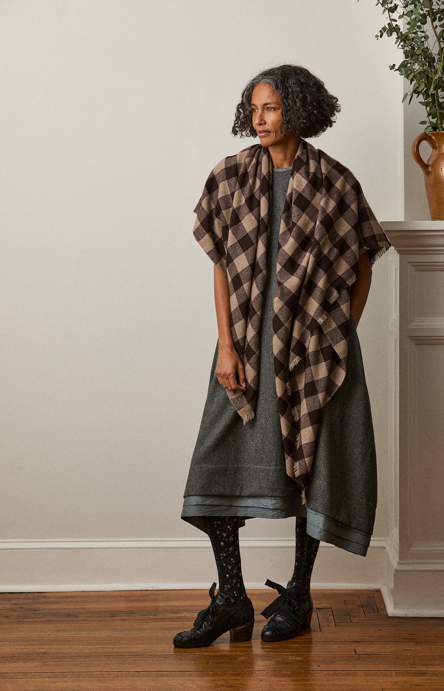Cashmere Chocolate Check Scarf