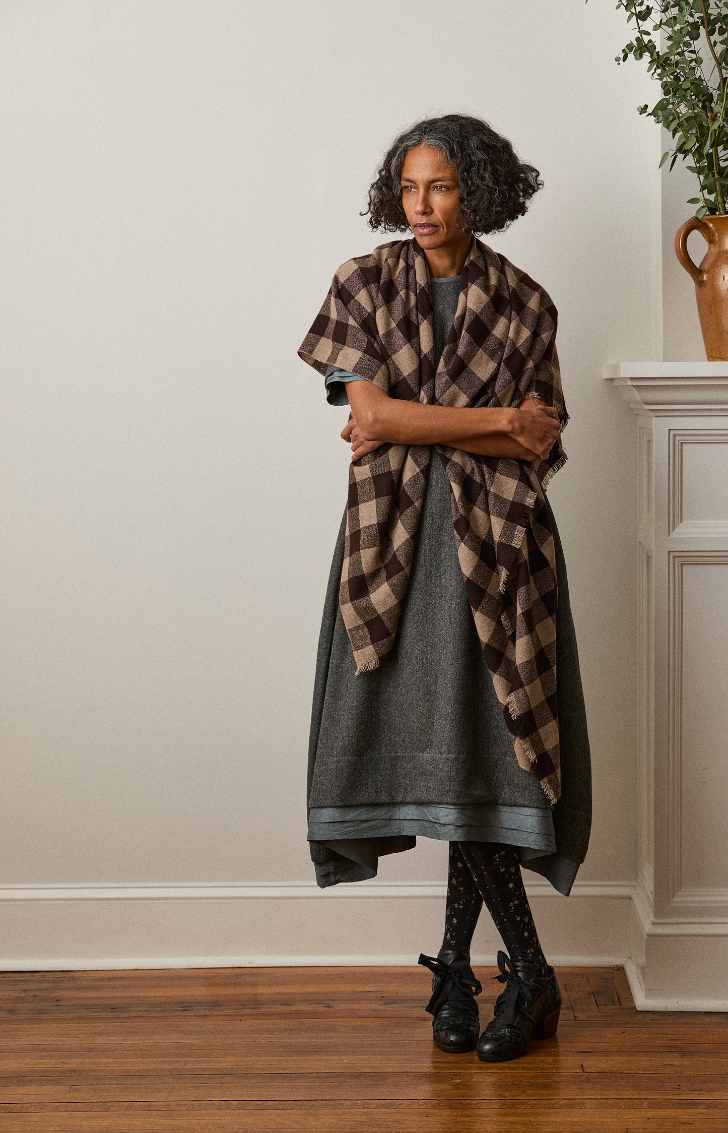 Cashmere Chocolate Check Scarf