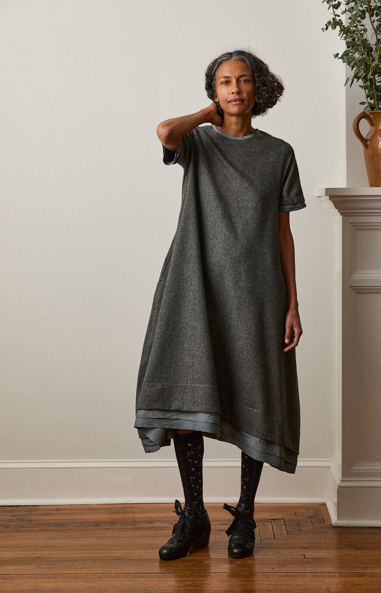Grey Wool Flannel Loddy Dress