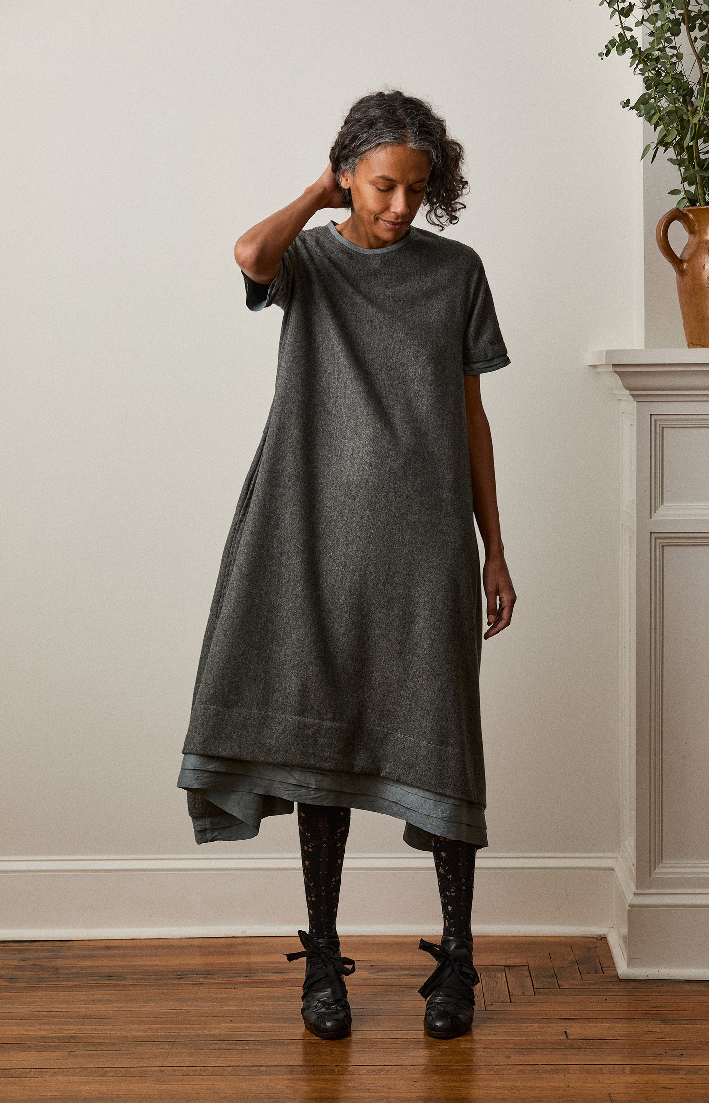 Grey Wool Flannel Loddy Dress