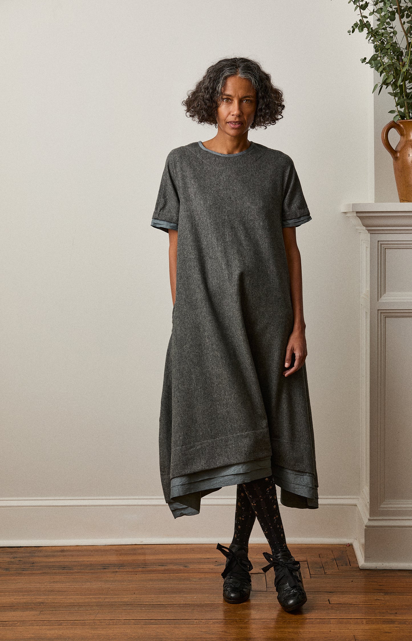 Grey Wool Flannel Loddy Dress