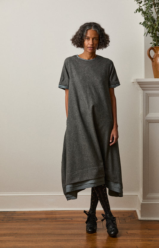 Grey Wool Flannel Loddy Dress