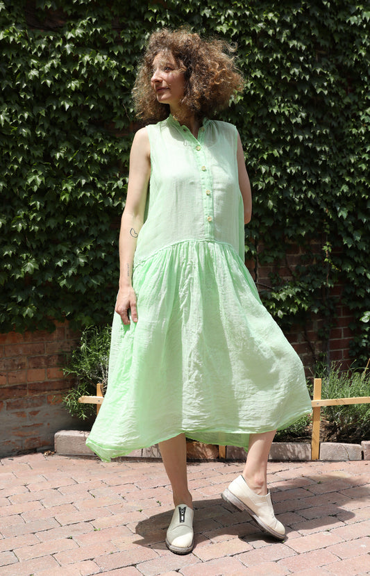 Green Linen D Dress