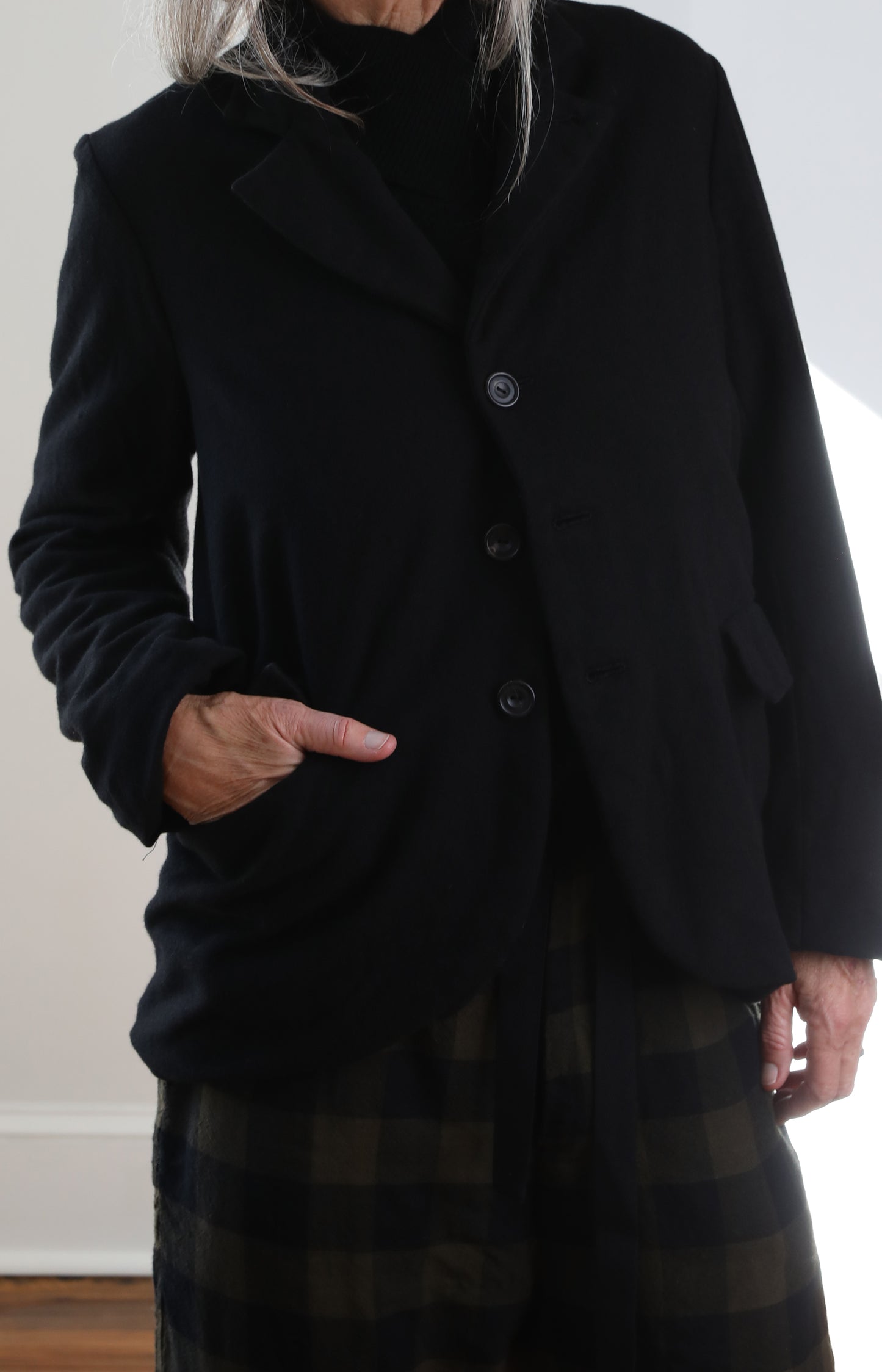 Black Wool Flannel Cloud Jacket