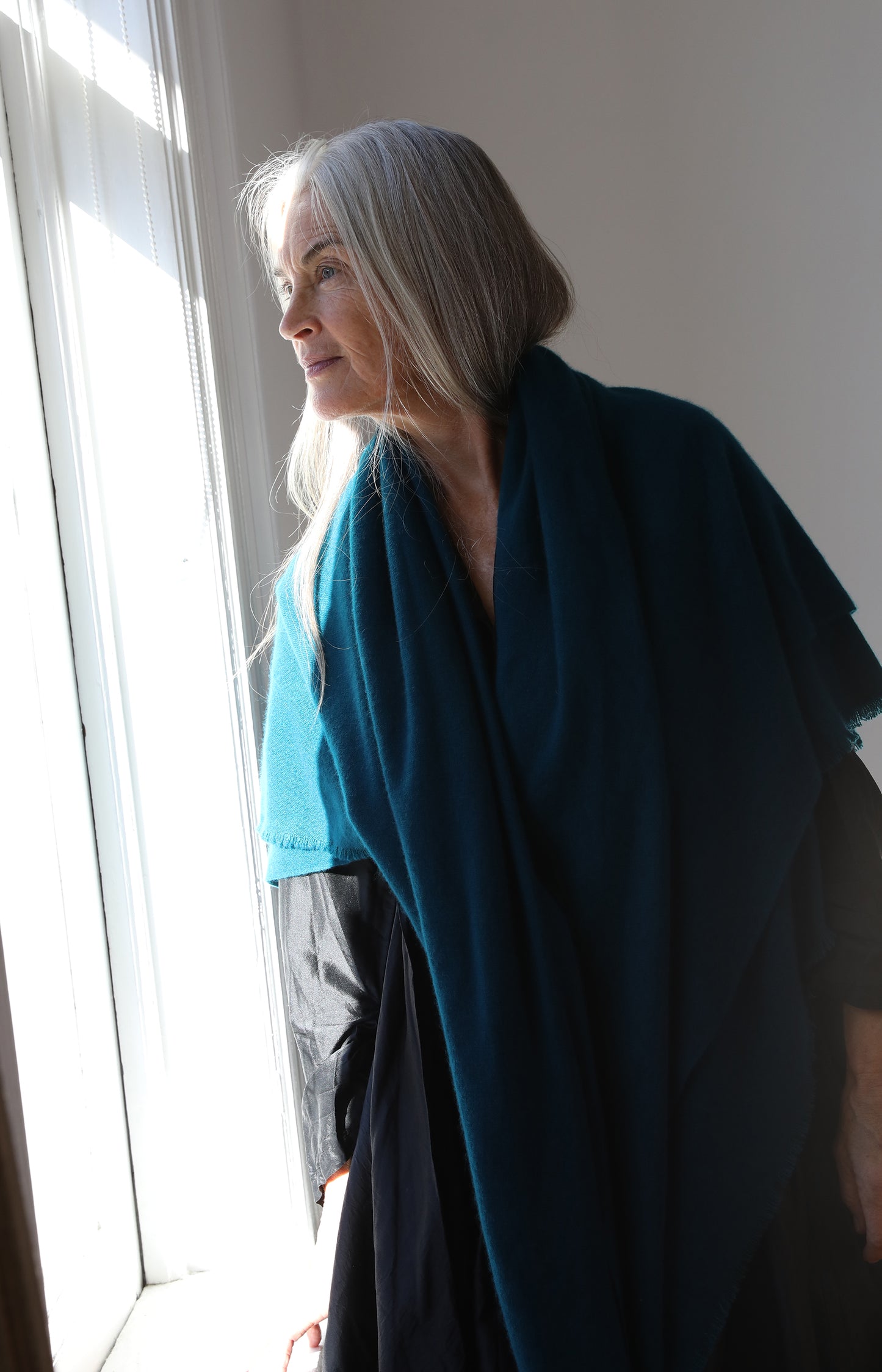 Teal Cashmere Square Scarf