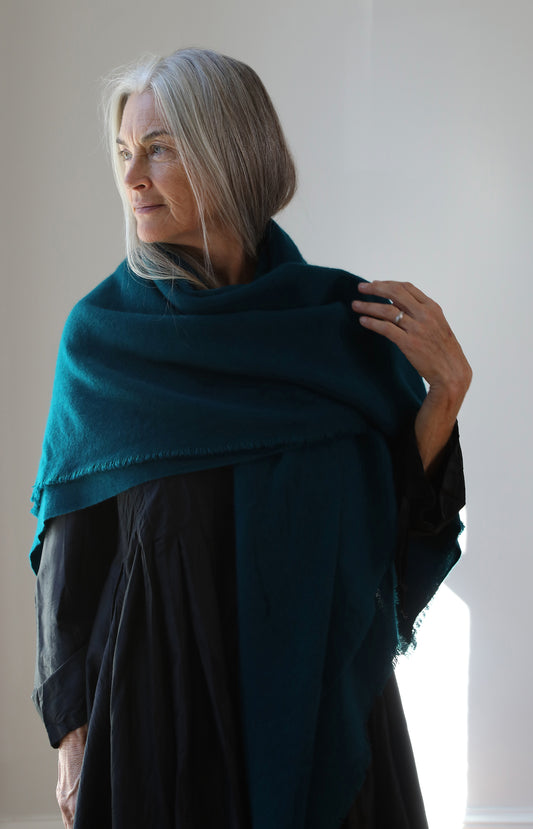 Teal Cashmere Square Scarf