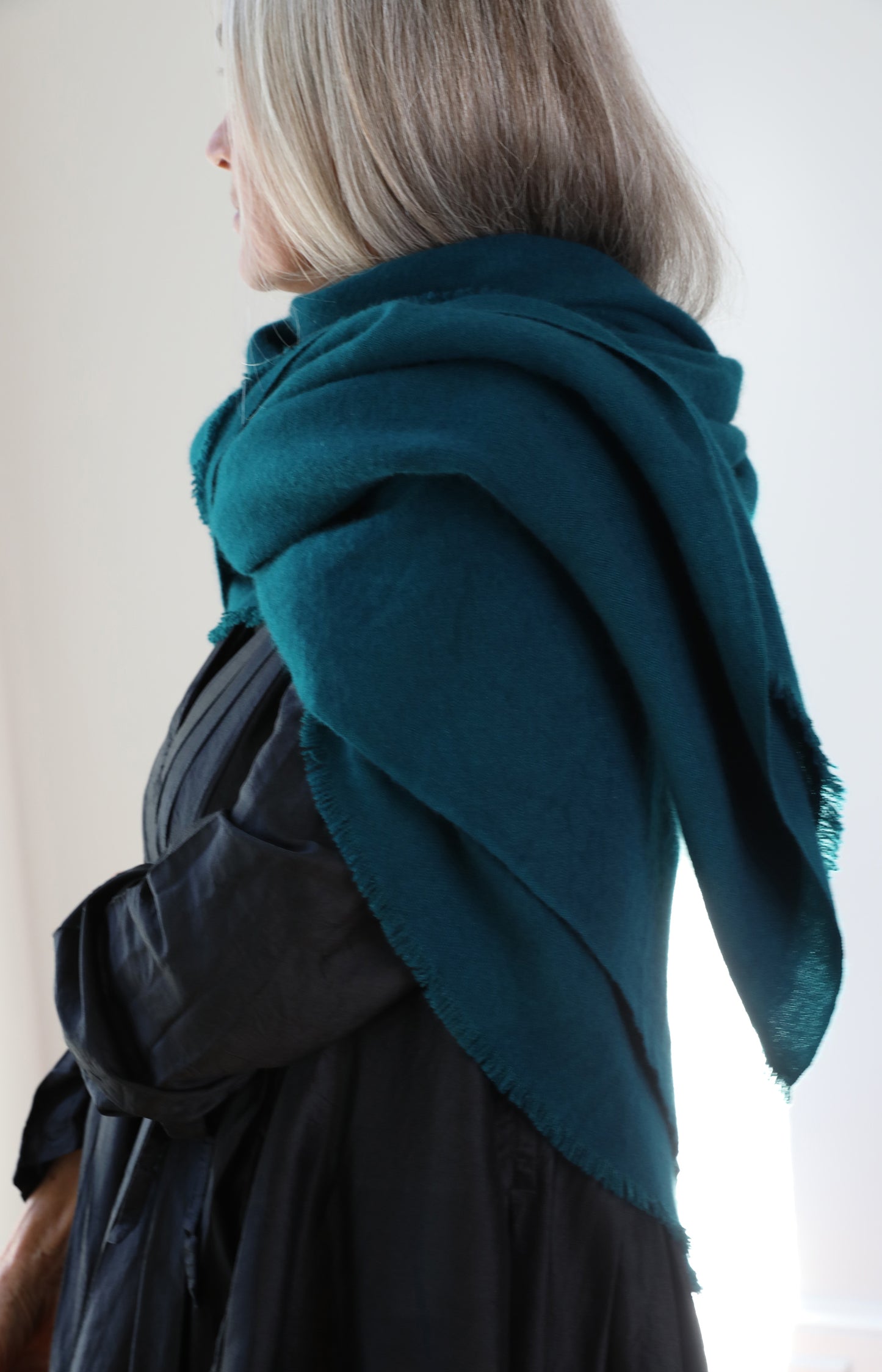 Teal Cashmere Square Scarf