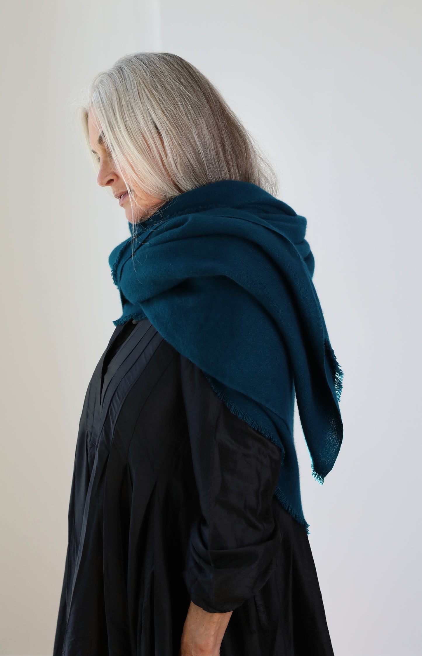 Teal Cashmere Square Scarf