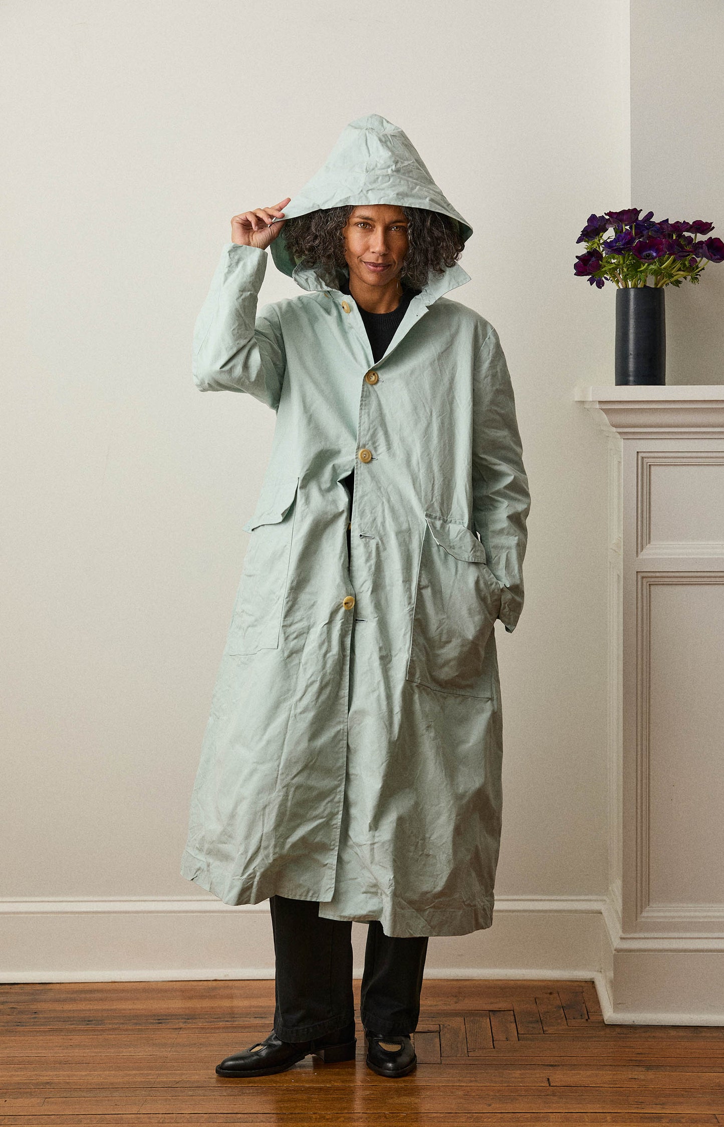 Waxed Cotton Aqua Rain Coat