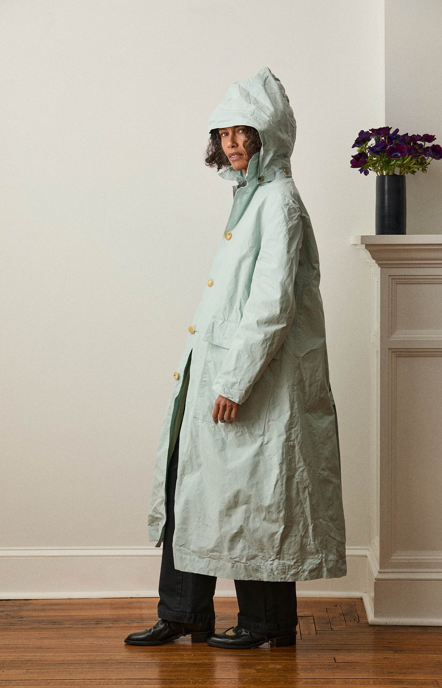 Waxed Cotton Aqua Rain Coat