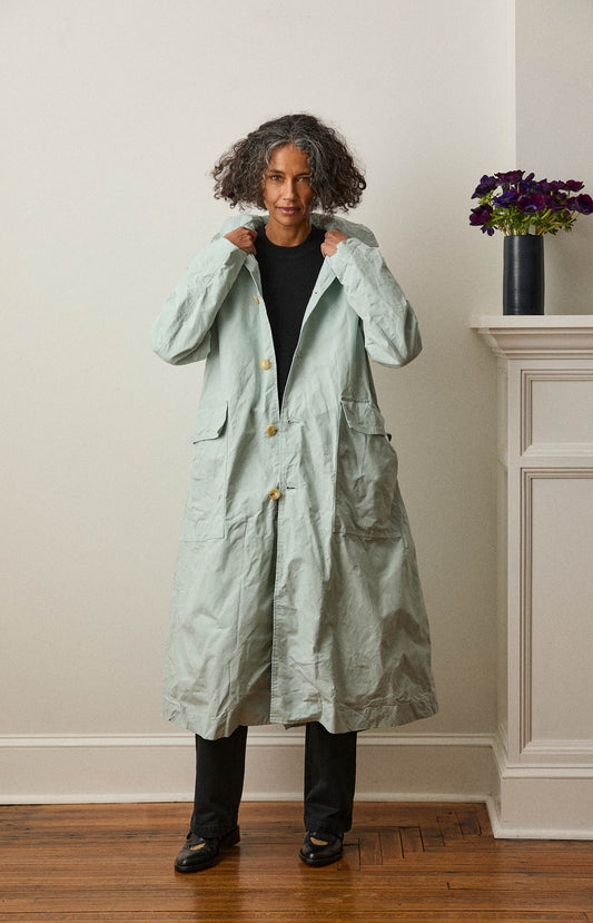 Waxed Cotton Aqua Rain Coat
