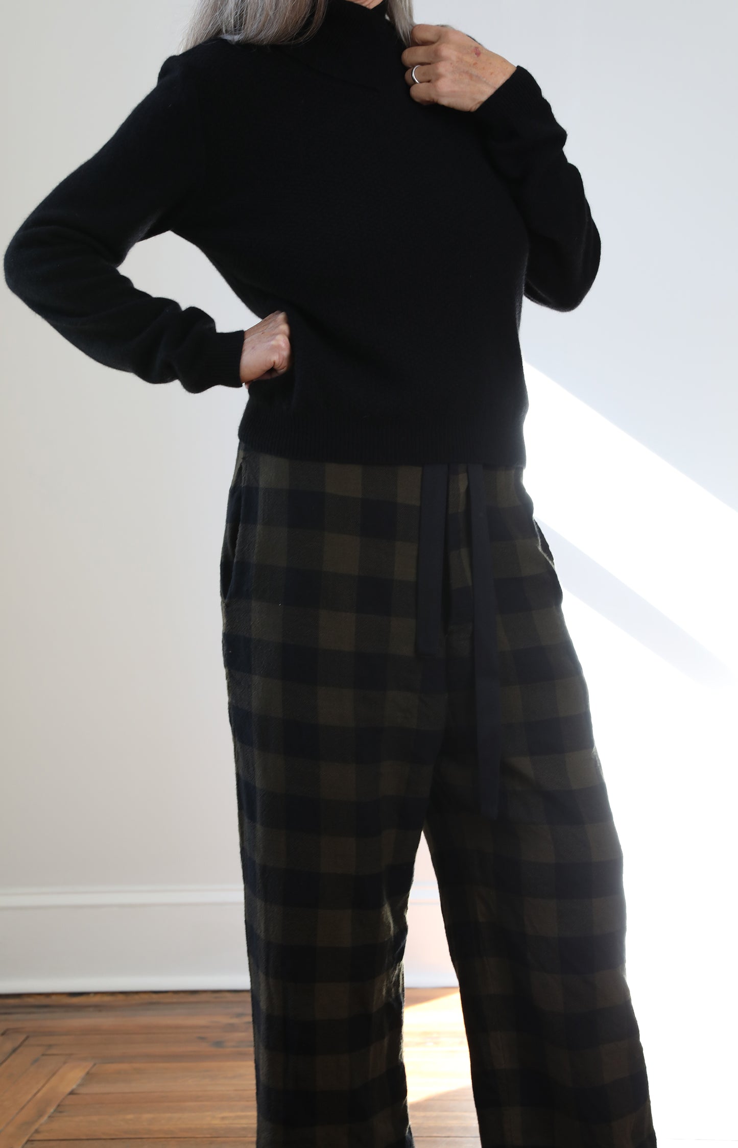 Fine Check Wool Roving Pants