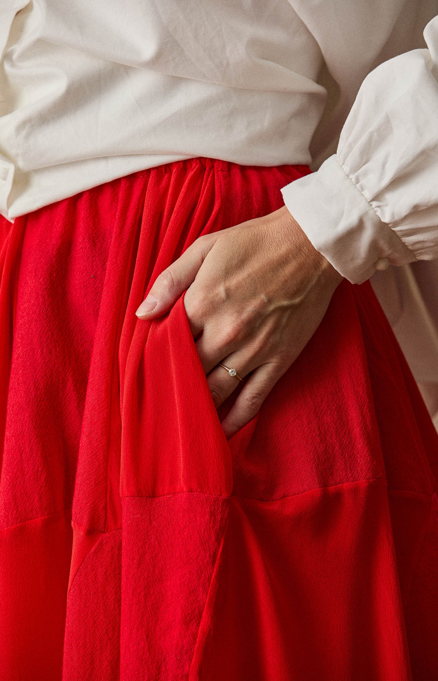 Red Patchwork Circular Skirt