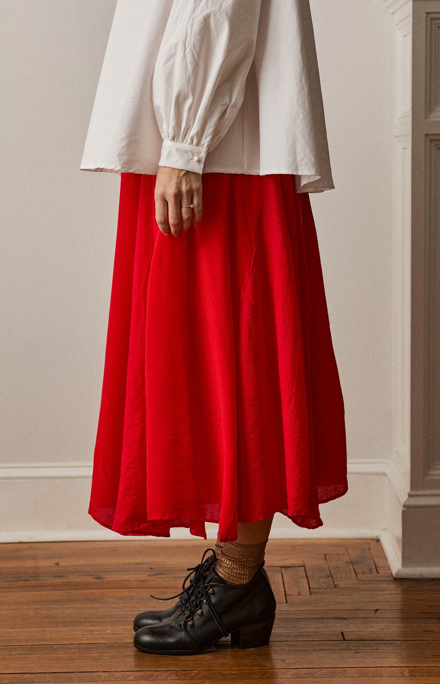 Red Patchwork Circular Skirt