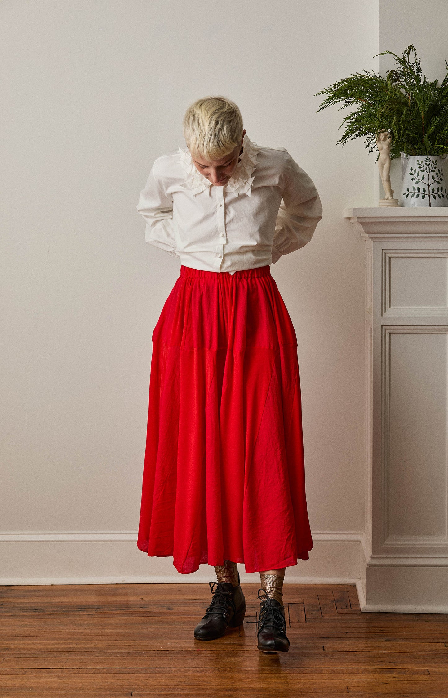 Red Patchwork Circular Skirt