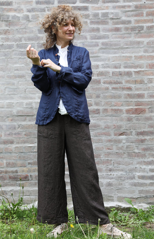 Dark Brown Linen Trousers