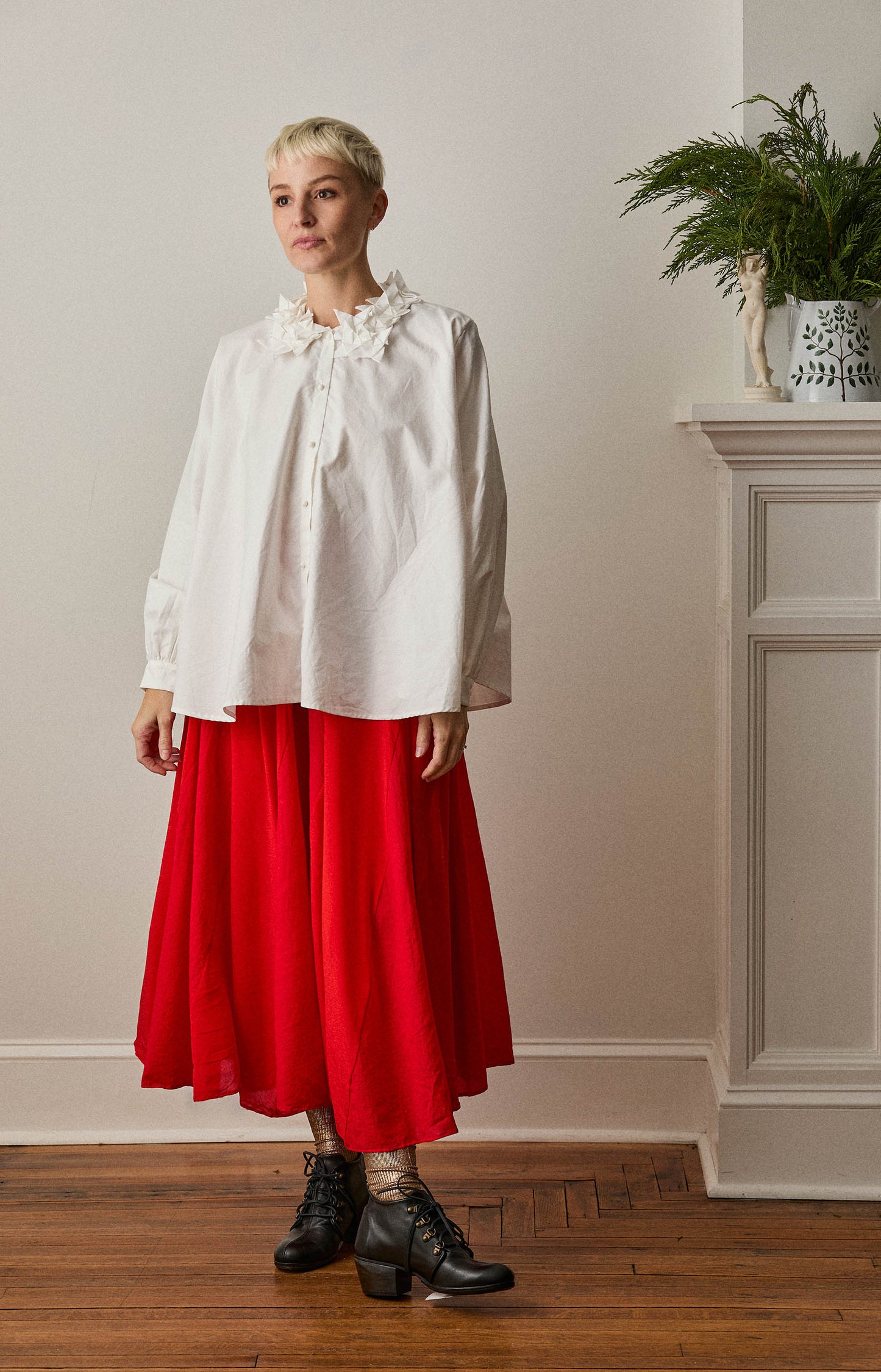 Red Patchwork Circular Skirt