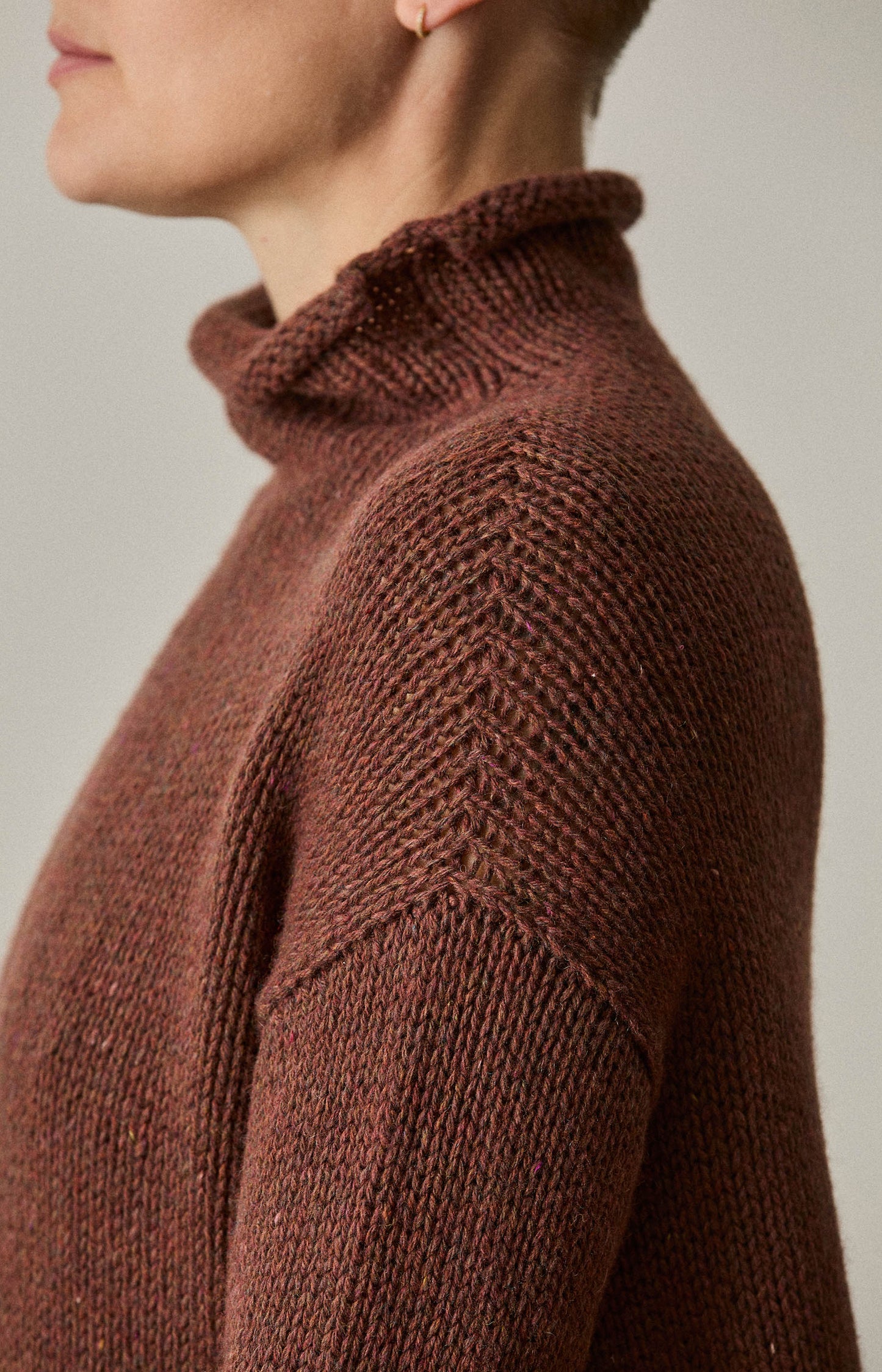 Brown Knit & Twill Dress