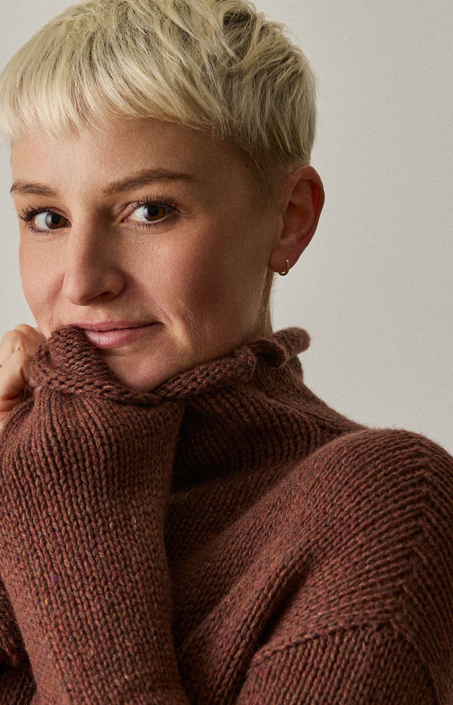 Brown Knit & Twill Dress