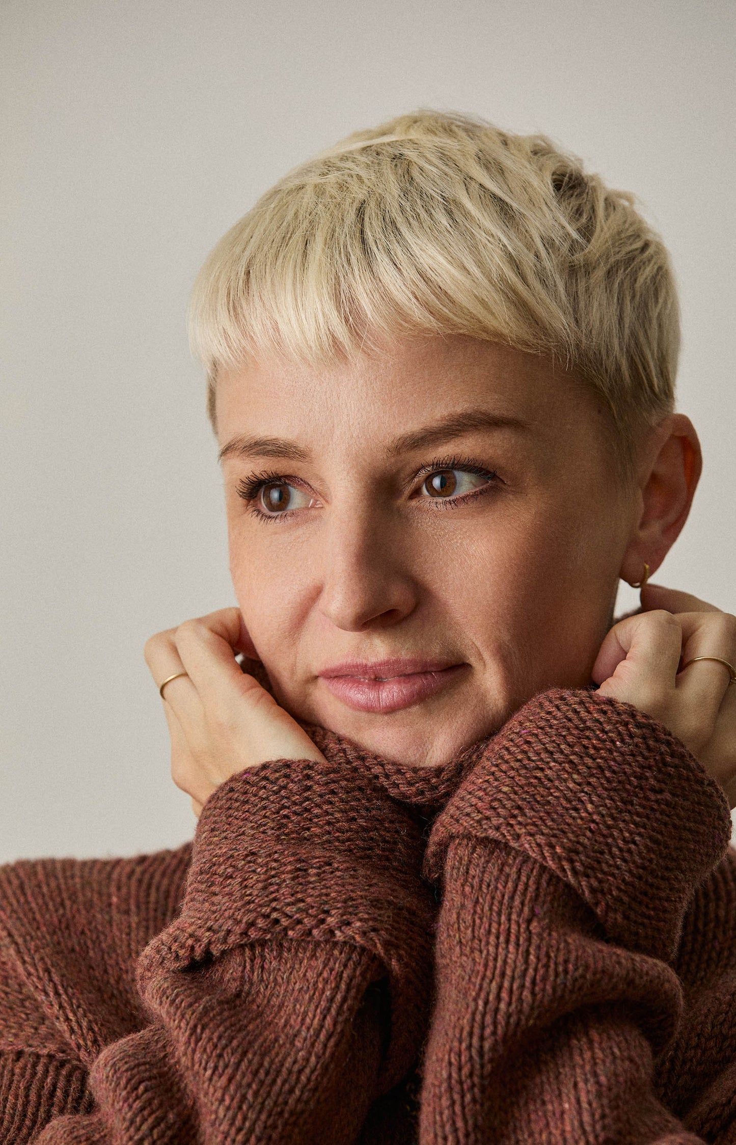 Brown Knit & Twill Dress