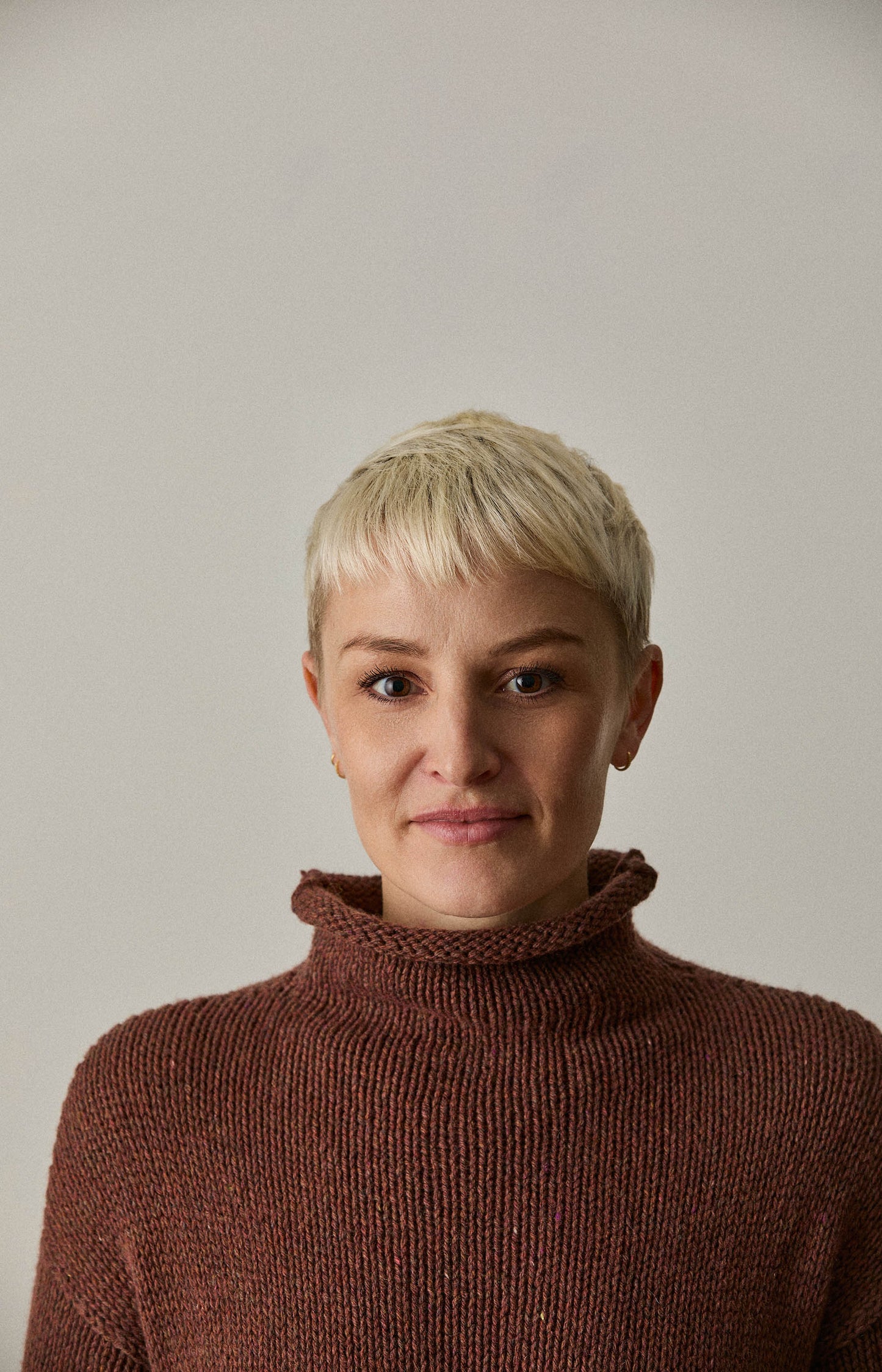 Brown Knit & Twill Dress