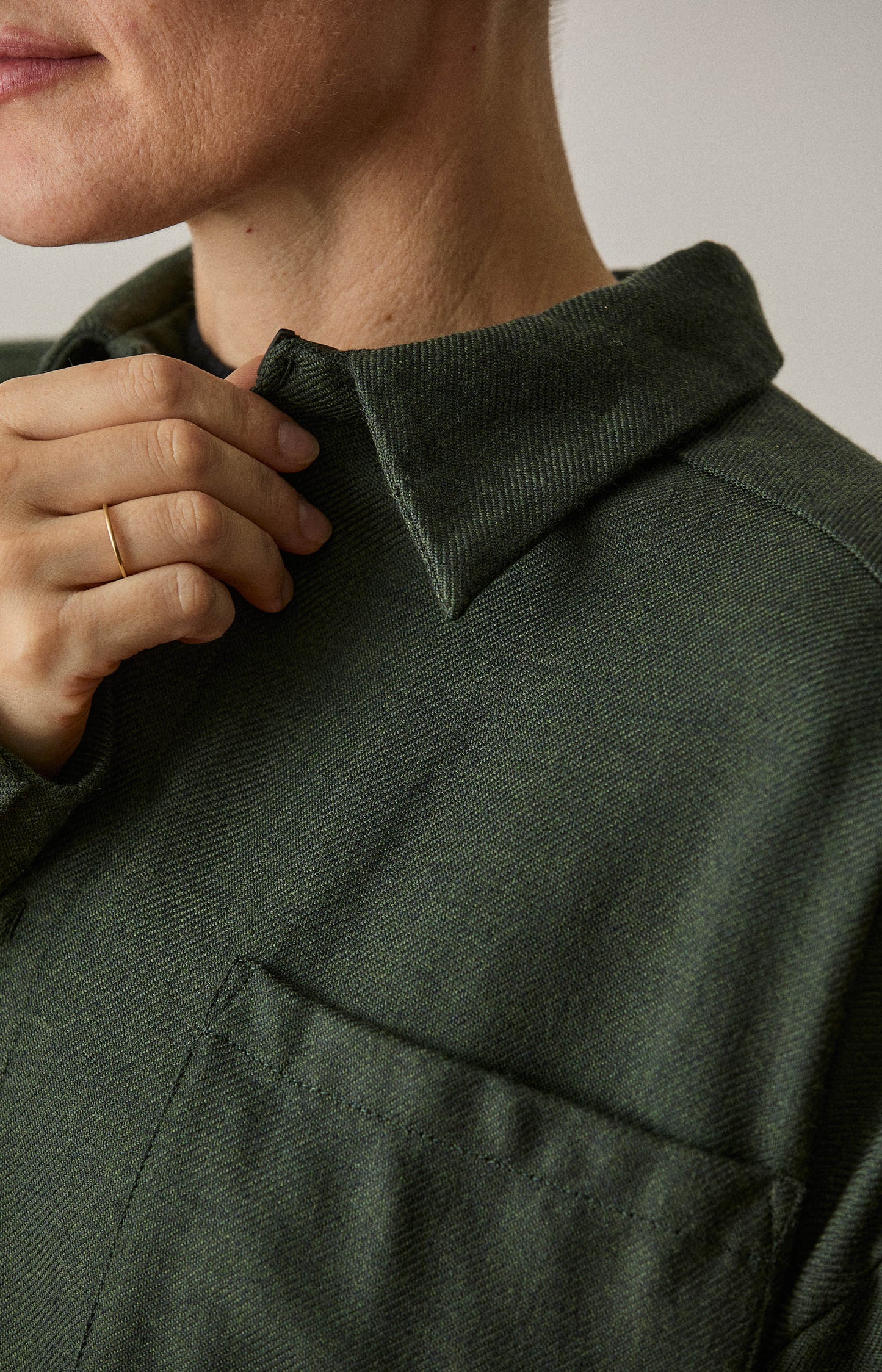 Green Kohaze Wool Twill Shirt