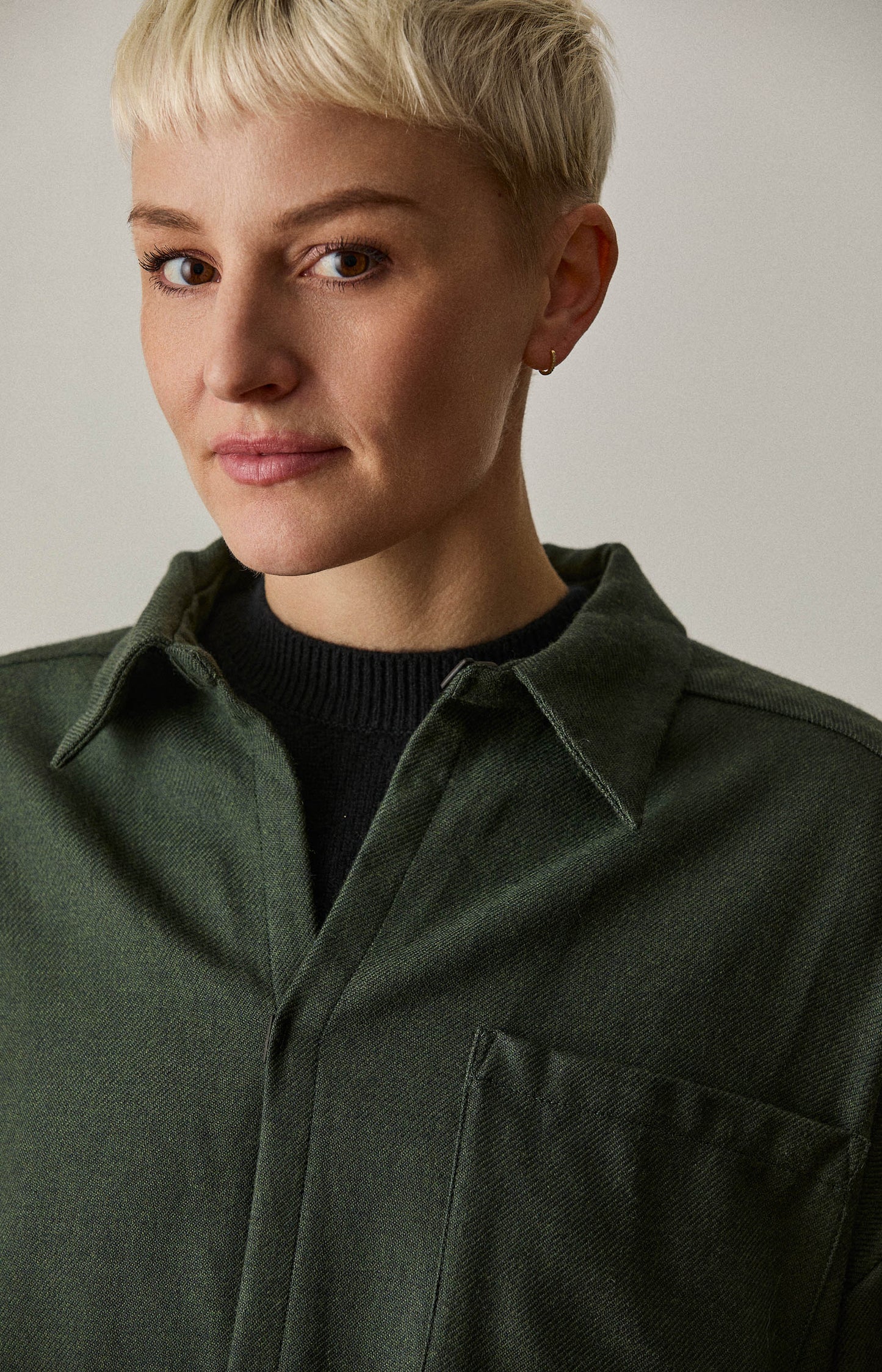 Green Kohaze Wool Twill Shirt