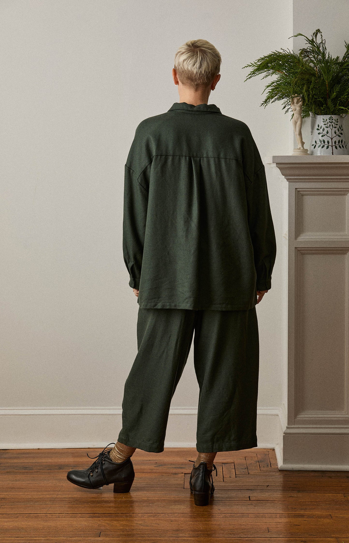 Green Kohaze Wool Twill Shirt