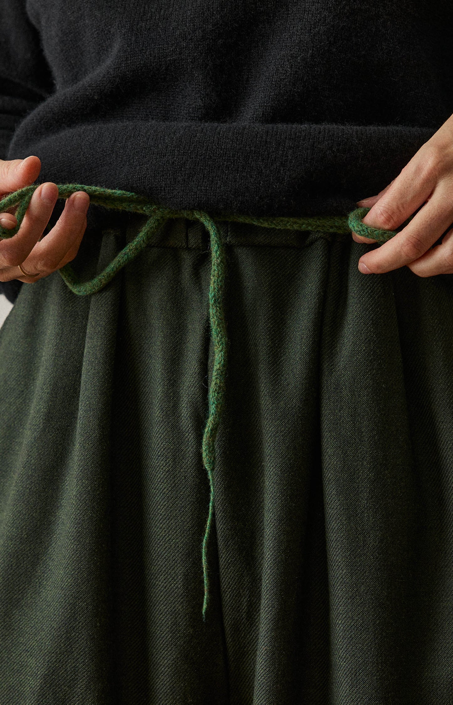 Green Wool Twill Trousers