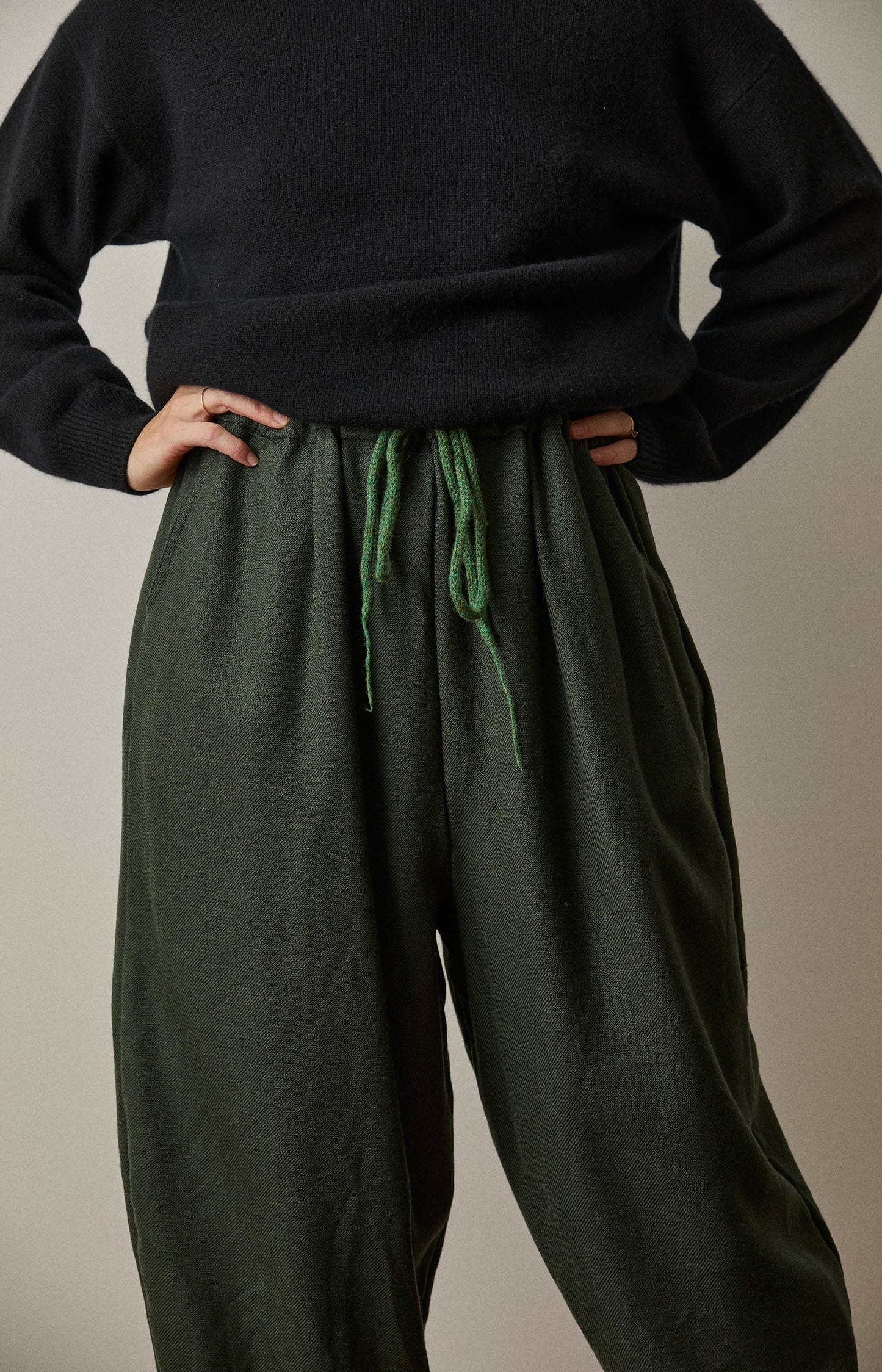 Green Wool Twill Trousers