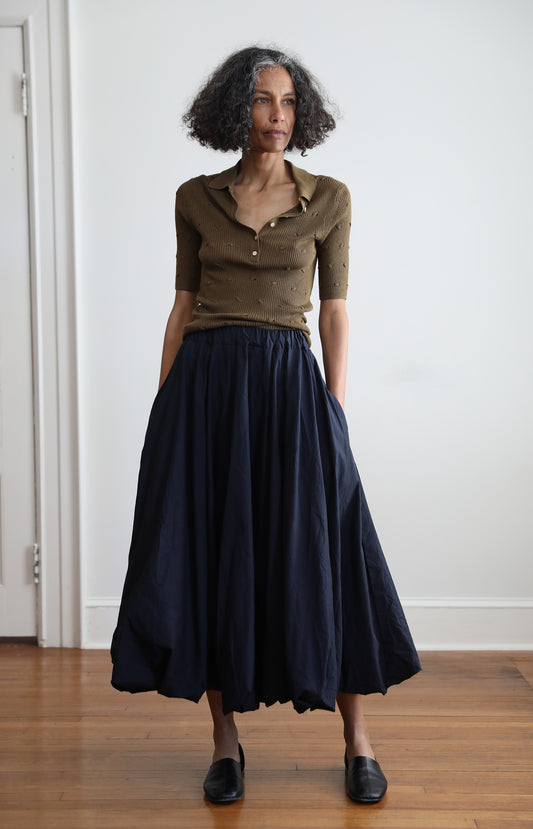 Navy Calla Cotton Skirt