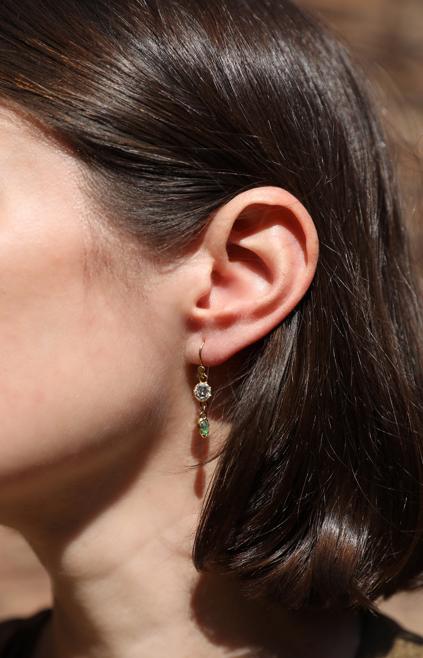 Diamond Emerald Drop Earrings