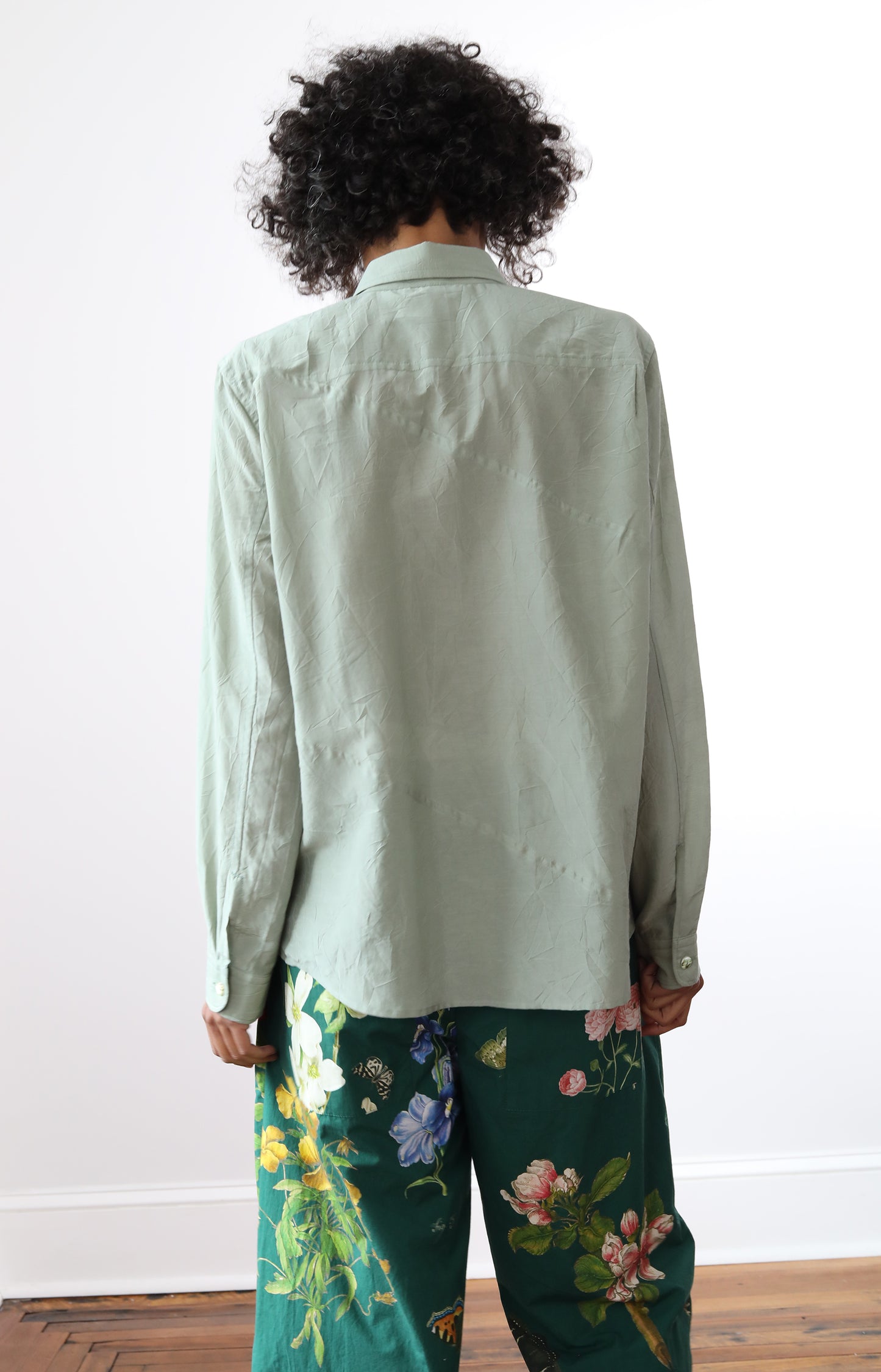 Green Cotton Silk Shirt