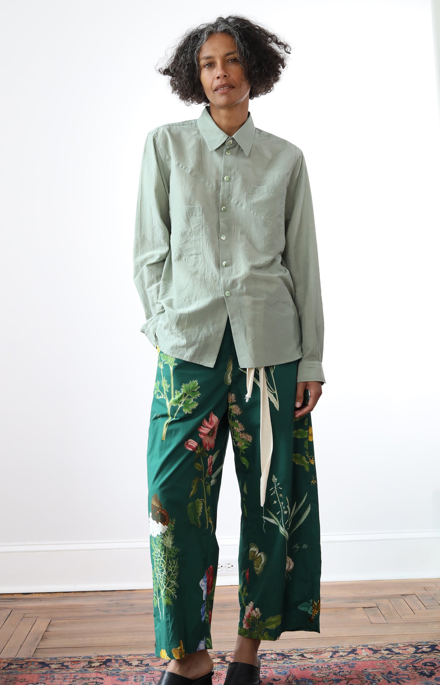Green Cotton Silk Shirt