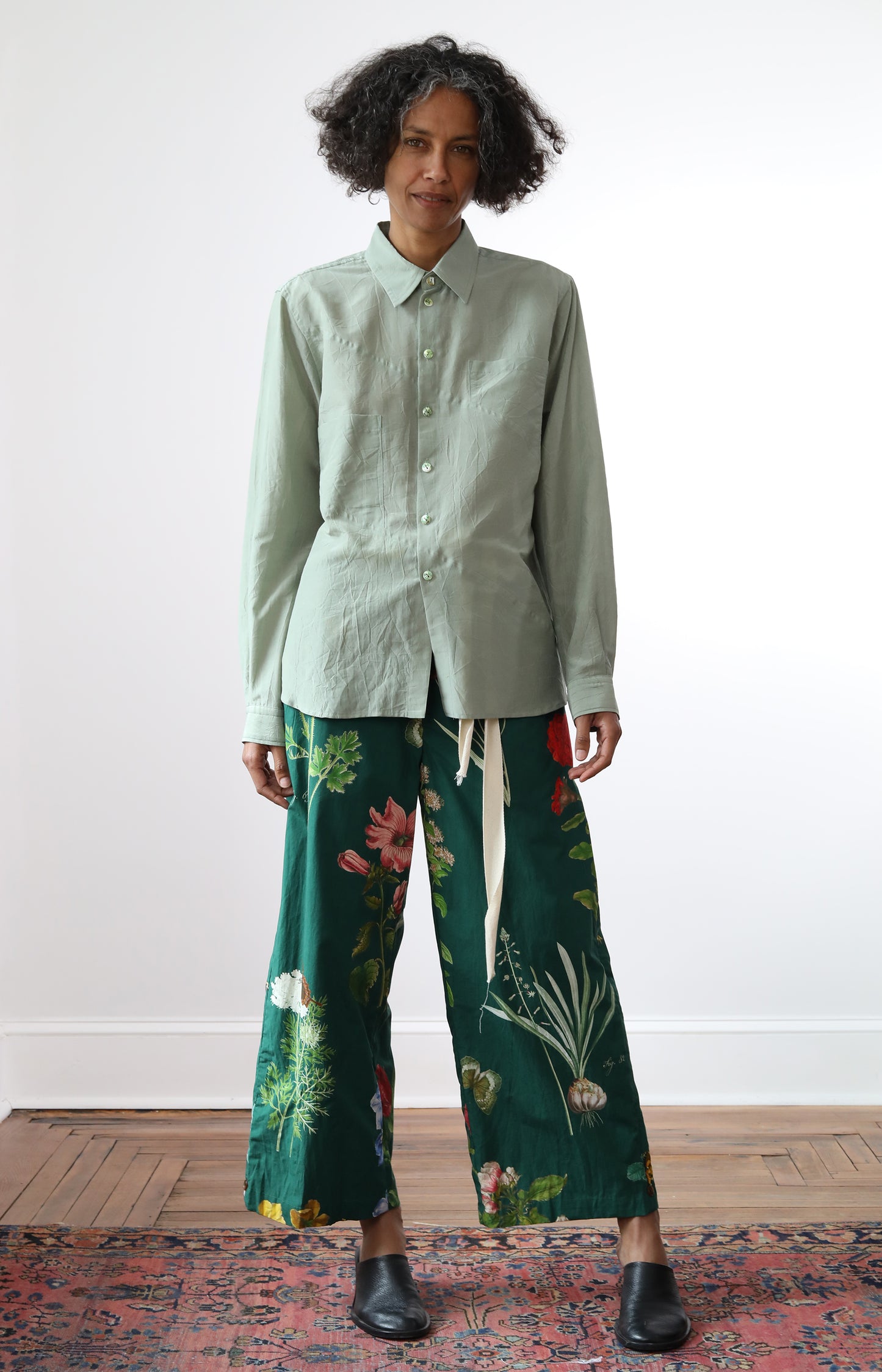 Green Cotton Silk Shirt