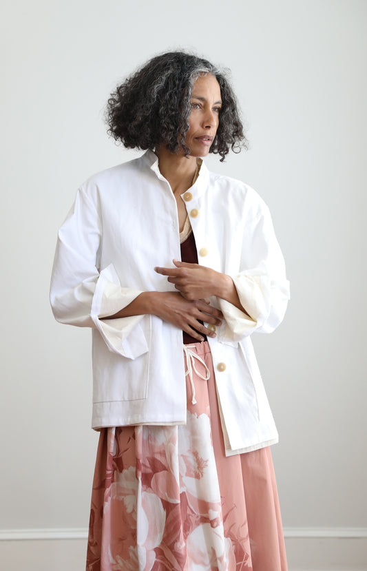 White Cotton Linen Jacket