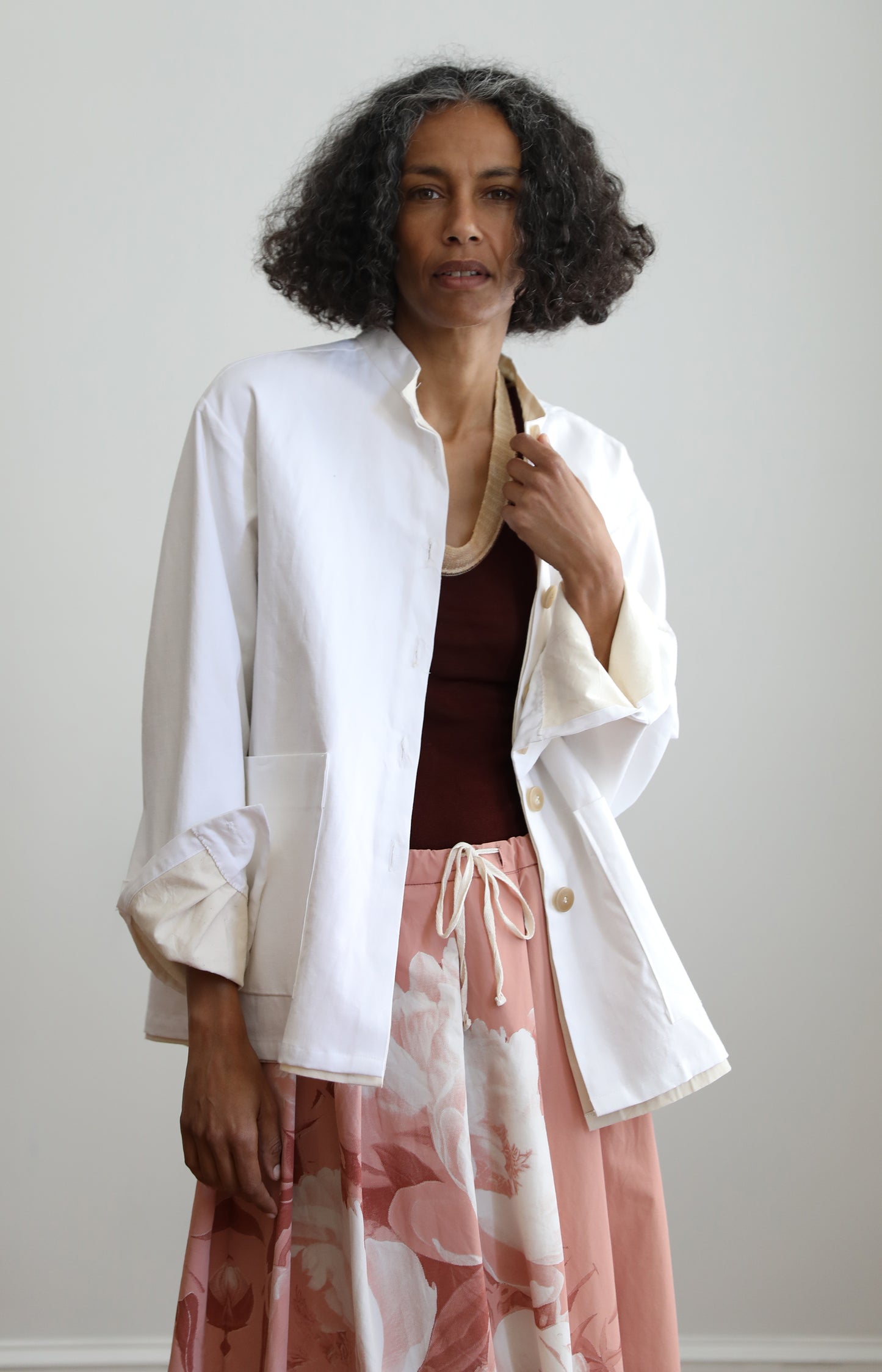 White Cotton Linen Jacket