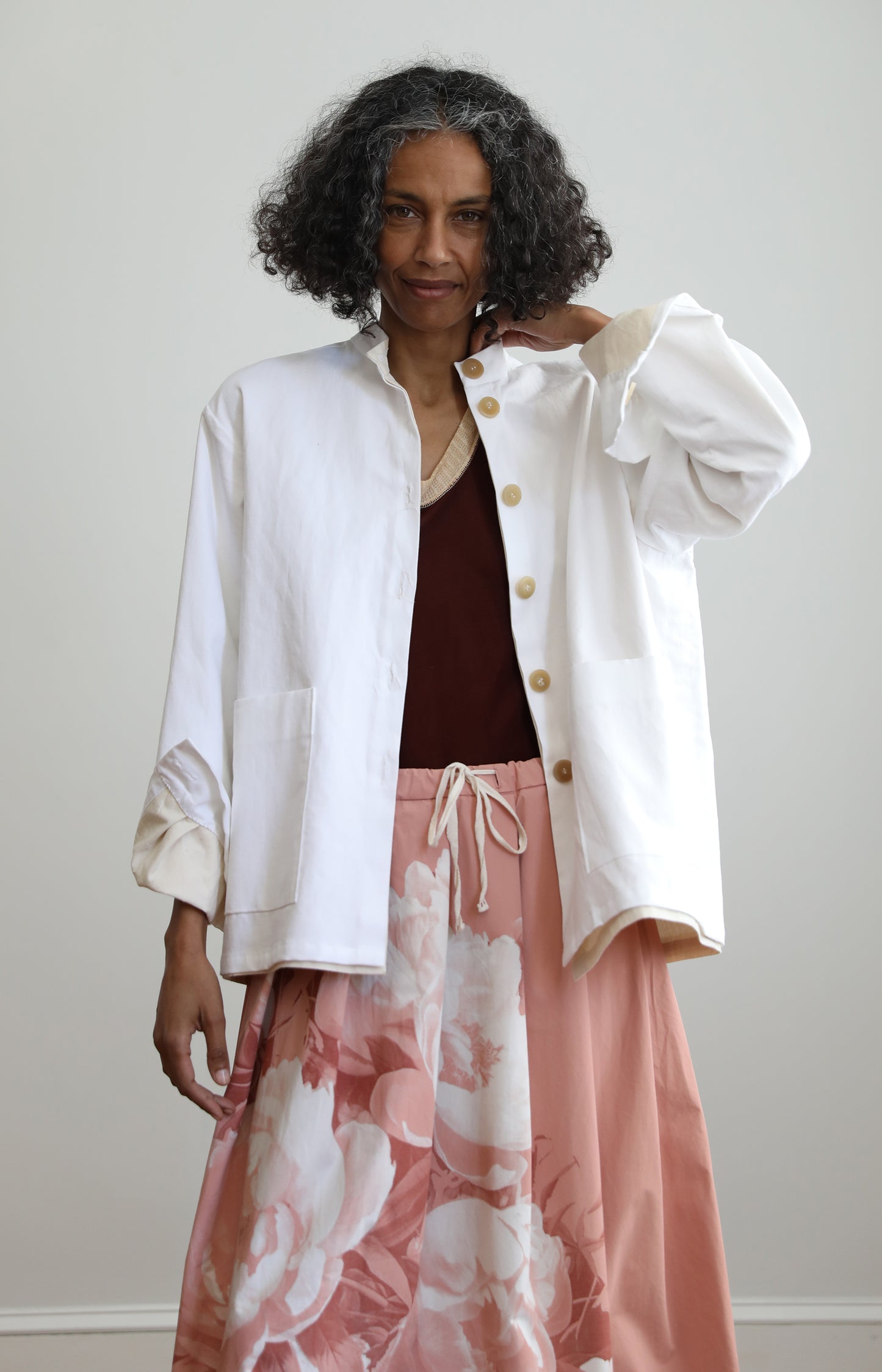 White Cotton Linen Jacket