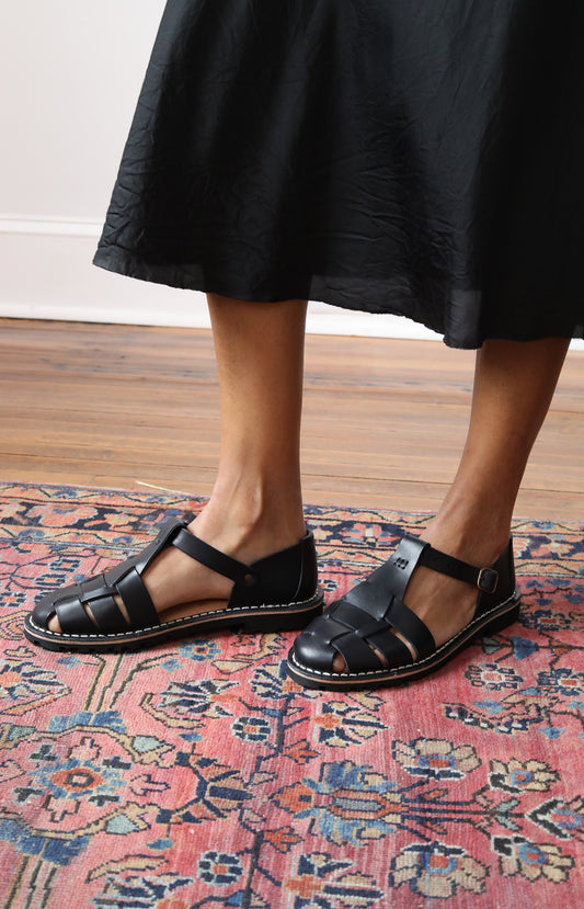 Black Leather Sandals